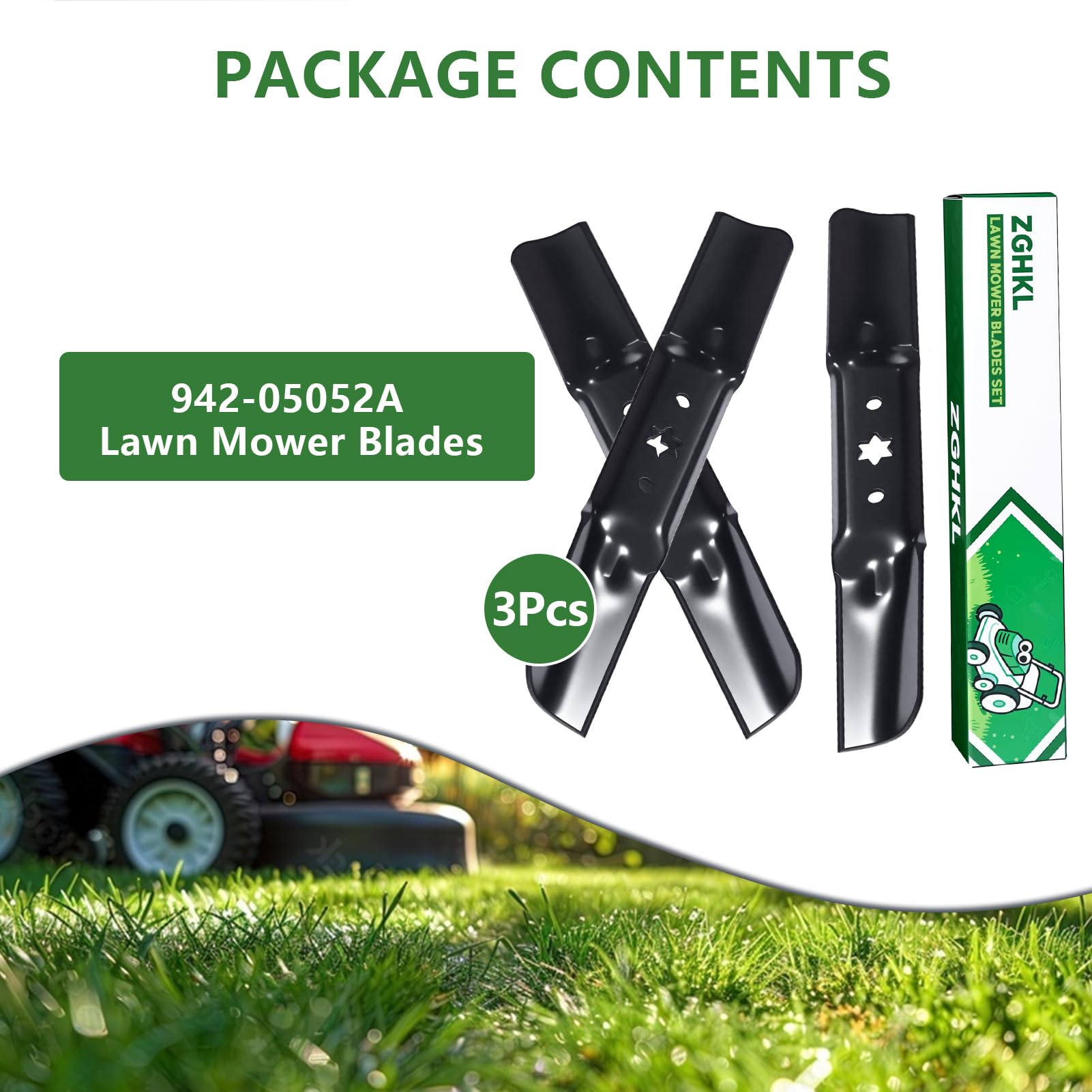 942-05052A 742-05052A Cuchillas para cortacésped Mulching elevación Media 127 cm Plataforma 50 Pulgadas Giro Cero Repuesto 3Piezas