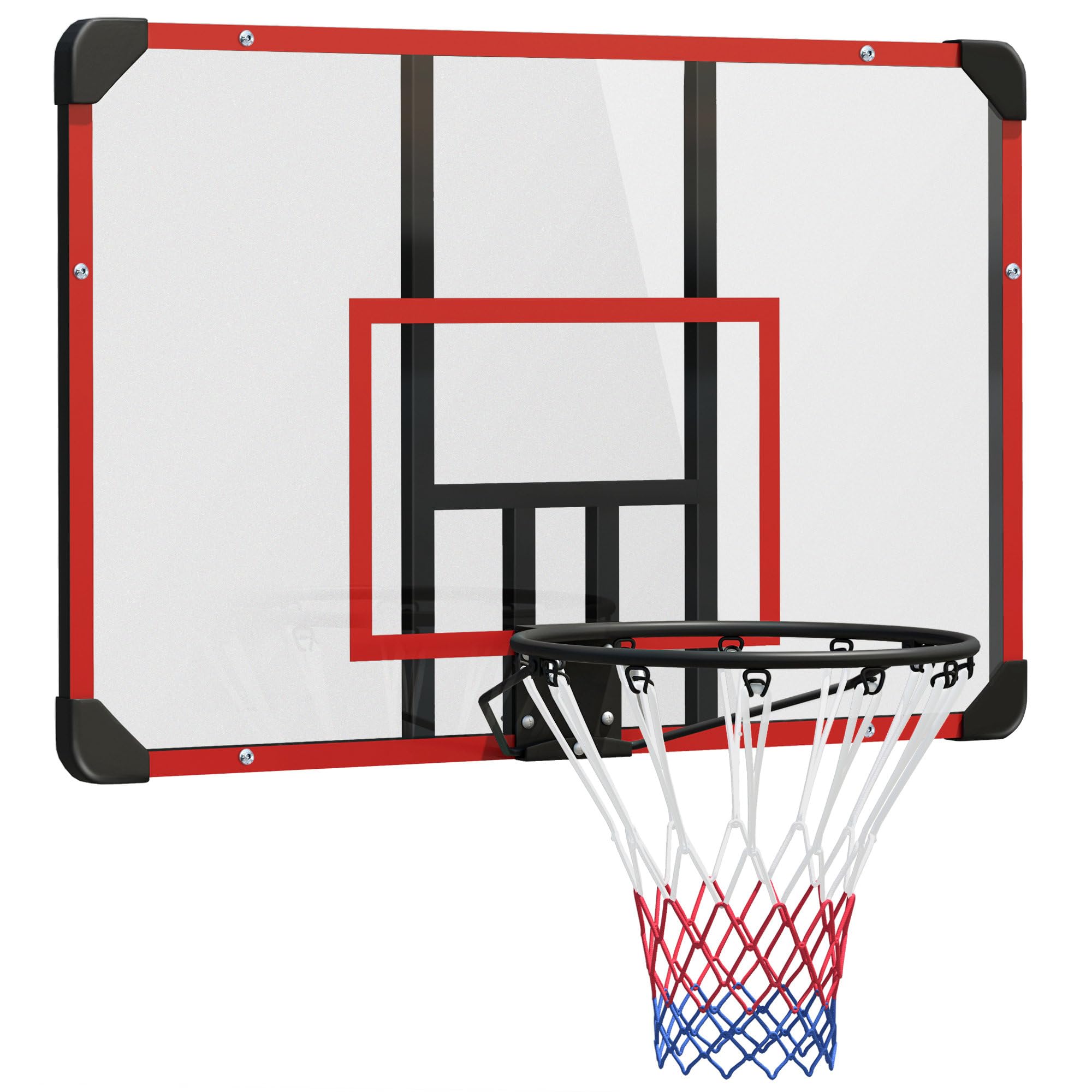 SPORTNOW Basketballkorb mit Rückwand, Outdoor Basketballbrett mit Ø45 cm Stahlkorb und Netz, Wandmontage, Basketball Board für Jugendliche Erwachsene