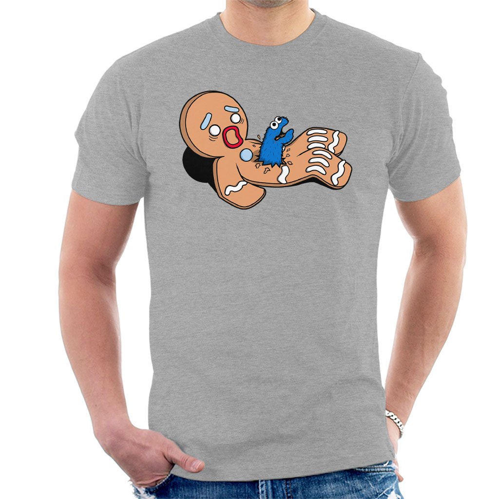 Gingerbread Man Cookie Monster Chest Burster Alien Parody Men's T-Shirt Heather Grey