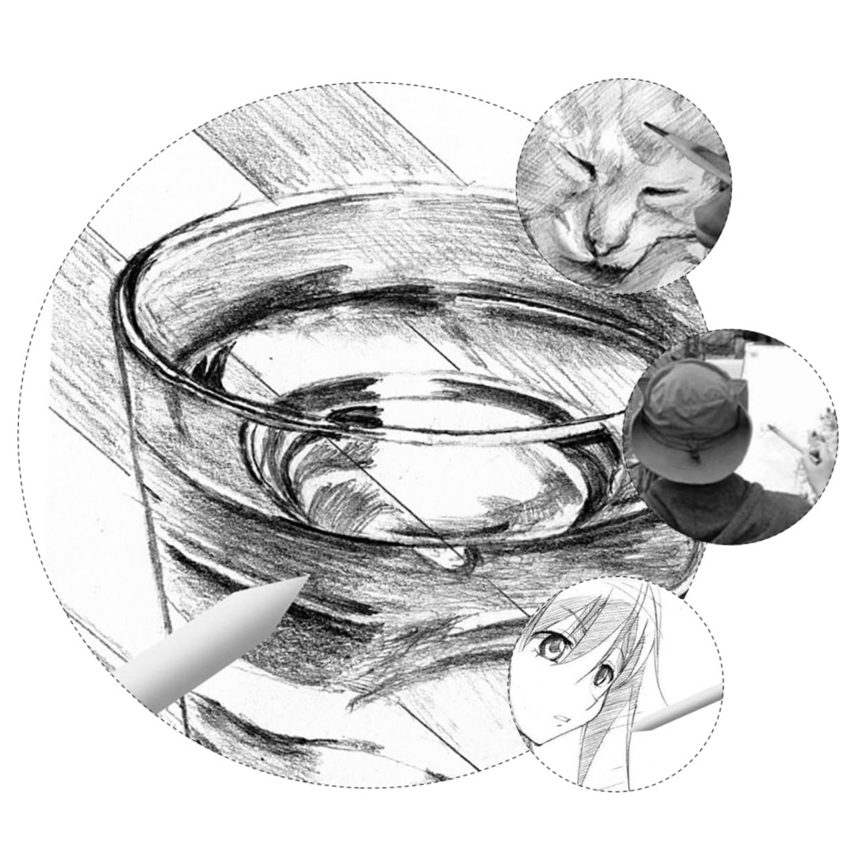 Hohopeti Art Pencils for Sketching 22pcs Sketch Tool Set Drawing Pencil Set Erasers Sandpaper Paper Random Color