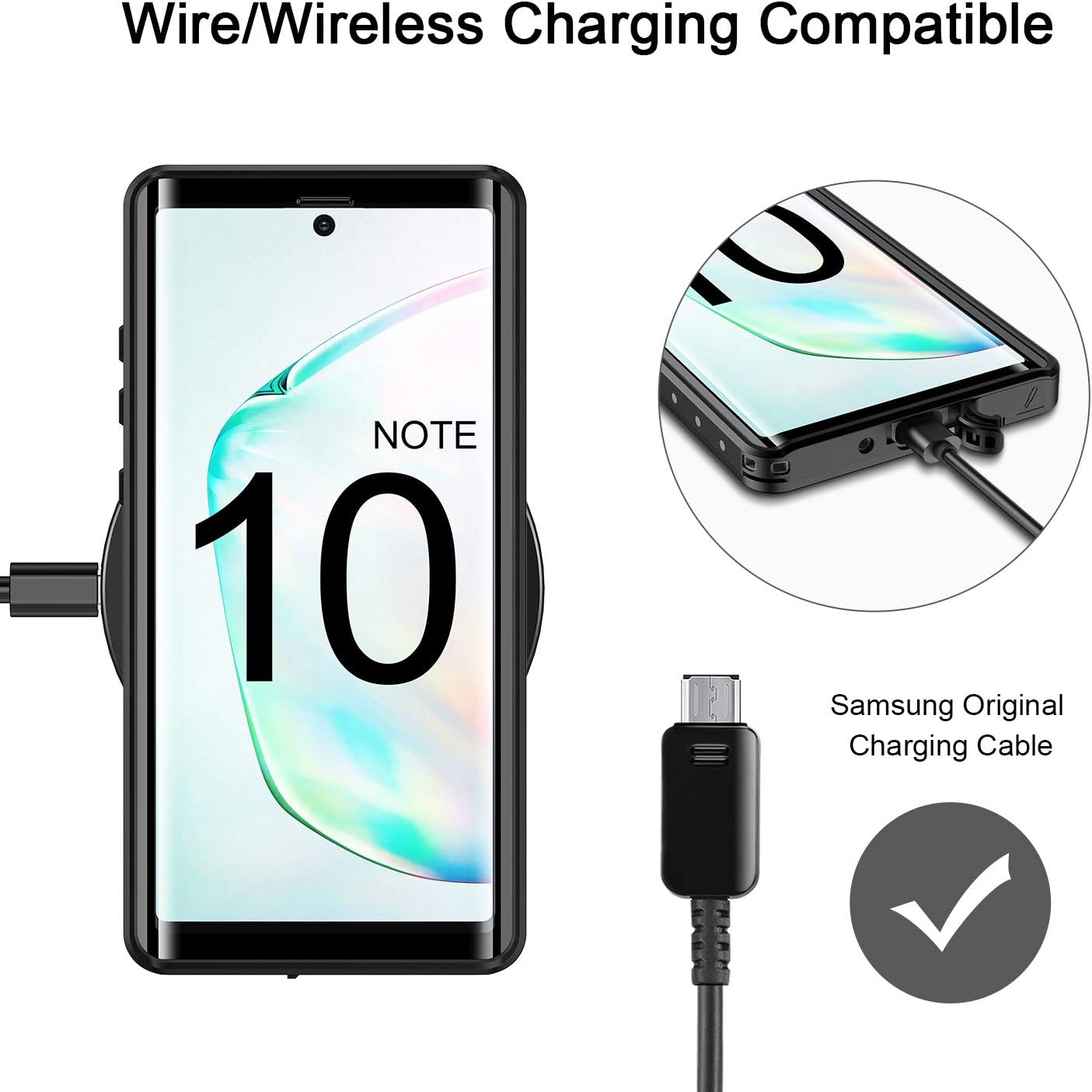 Fansteck Samsung Galaxy Note10 Waterproof Case, IP68 Waterproof/Snowproof/Shockproof/Dirtproof, Fully Sealed Underwater Protective Cover for Samsung Galaxy Note10 (6.3-inch) (Black)