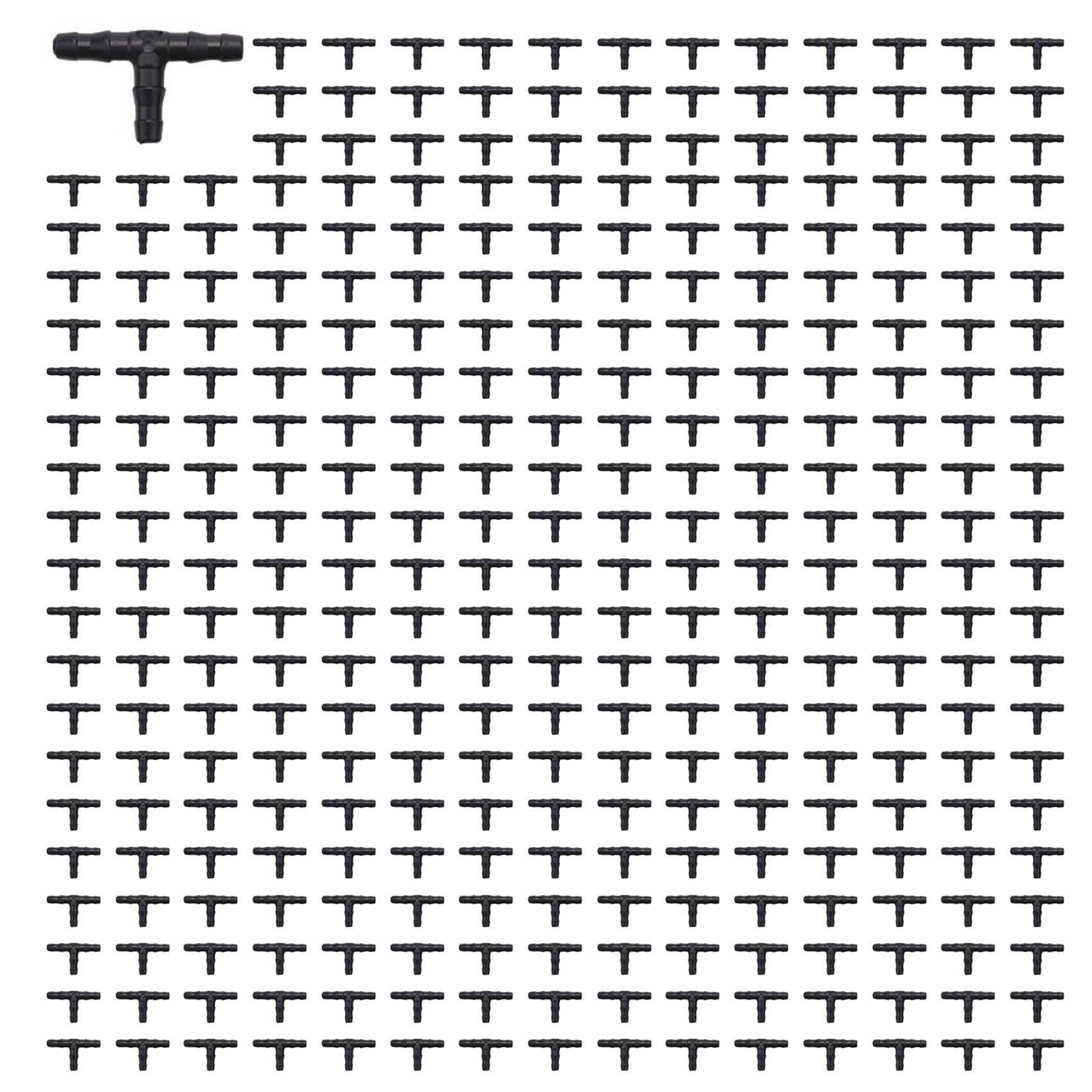 Ctrlzs Drip Irrigation Barbed Connectors, Universal Barbed Tee Fittings 800Pcs, Fits 1/4 Inch Drip Tubing (4/7Mm Tee Pipe)
