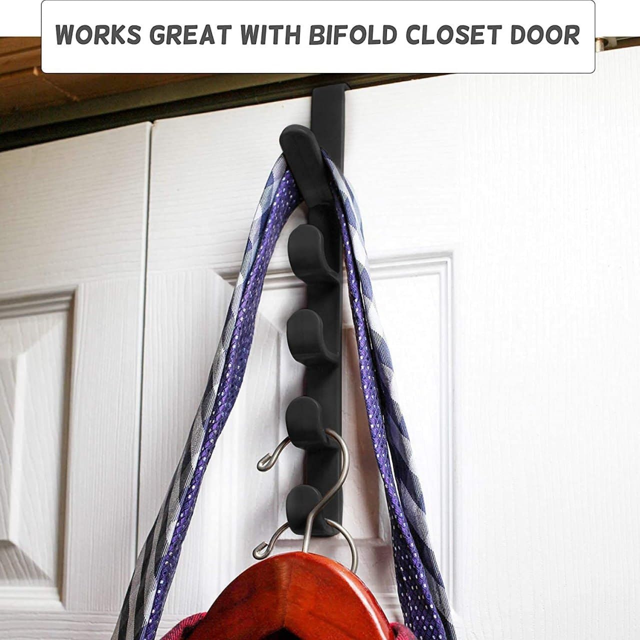 SUNBEET 5 Layers Over The Door Hook Organizer Coat Rack Hanger Backpack Handbag Door Hook Backpack Hangers Hook for Clothes,Hat,Socks,Bag,Key,Belt,Towel,Robe,Shirts (Pack of 1) 4