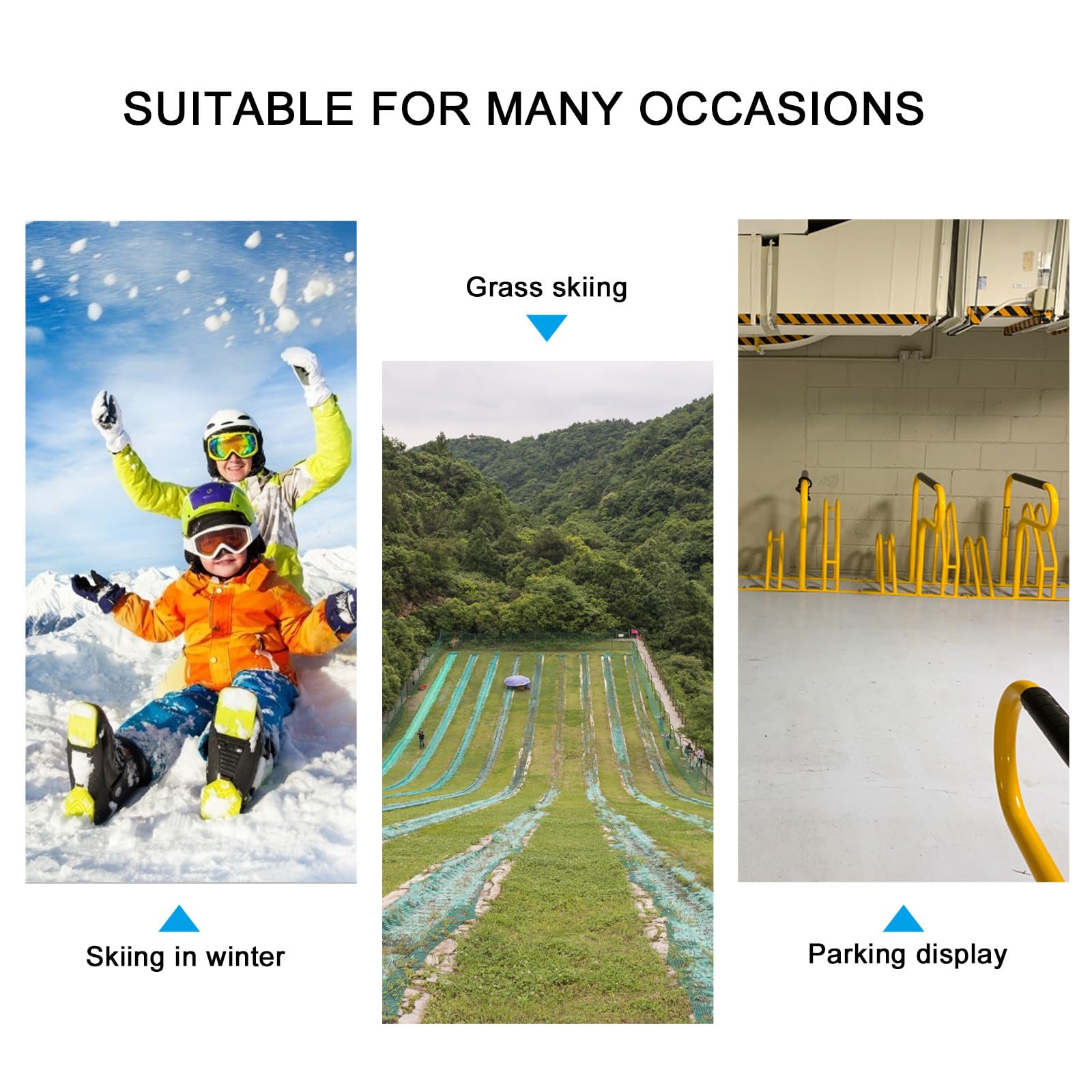 Healvian Lot de 2 Planches à Neige en Plastique Noir pour Draisienne Garçon et Filles 13-15 Pouces Sangles de Fixation Résistantes Froid Accessoires de Ski pour Vélo d'Équilibre et