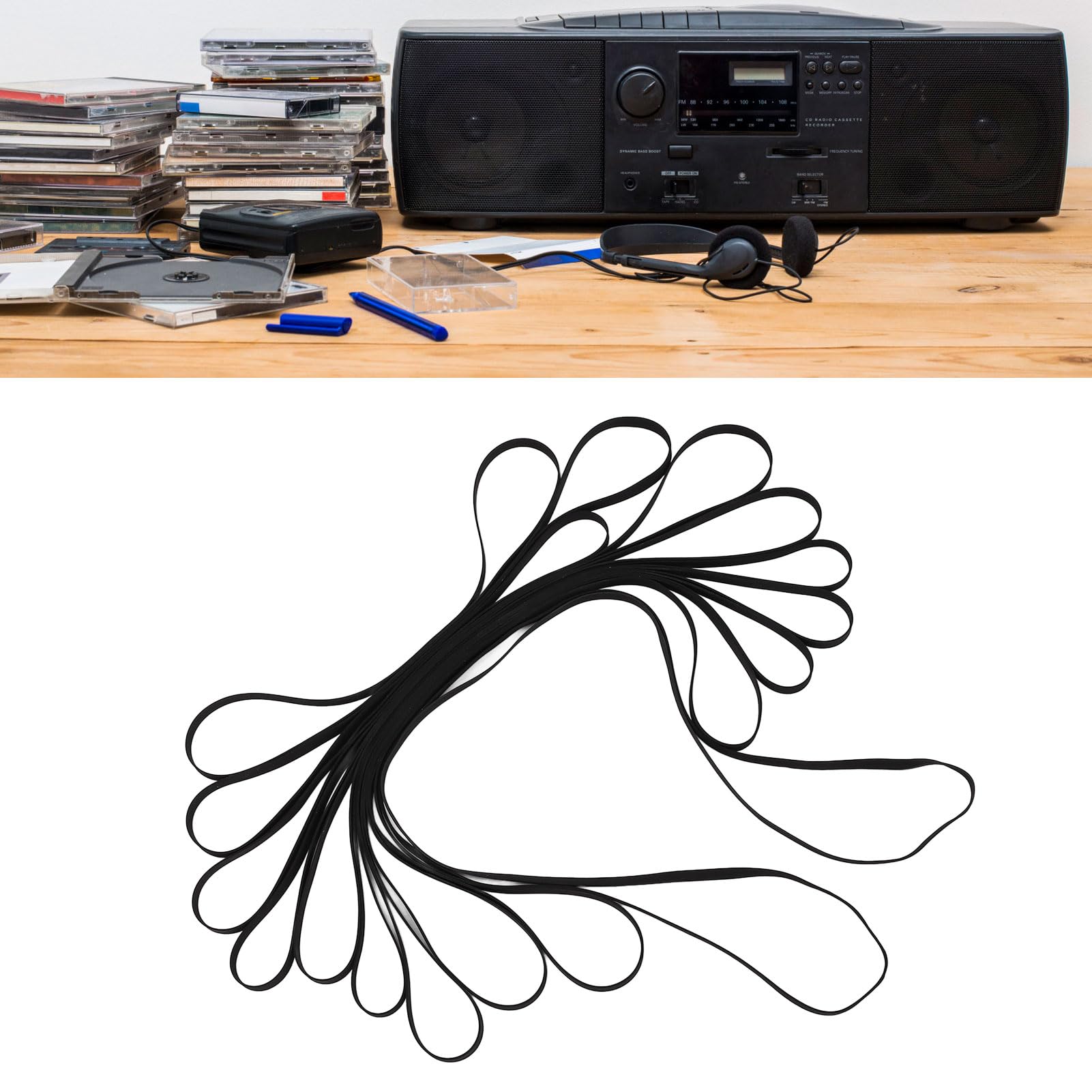 Yctze Juego de 10 Correas para Tocadiscos – Correas de Repuesto de Goma de Alta Elasticidad Compatibles con Tocadiscos, Reproductores de CD/DVD y Fonógrafos – y Experiencia Auditiva