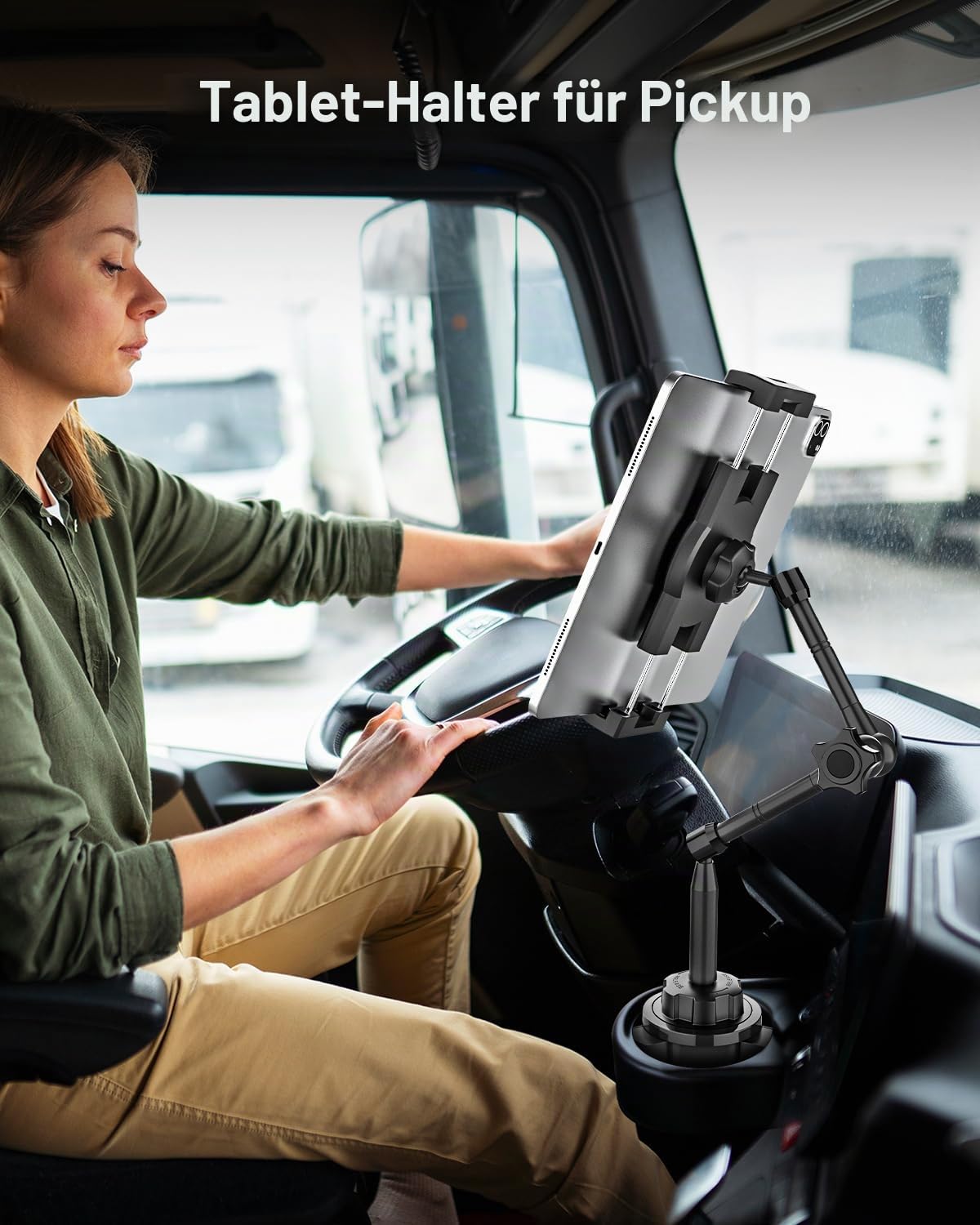 Flexibel Tablet Halterung Getränkehalter Auto [Aluminium Magic Arm] | KFZ LKW Wohnmobil Becherhalter Autohalterung Cupholder für Tablets Handys, iPad, Galaxy Tab, Fire, iPhone, 4-13"