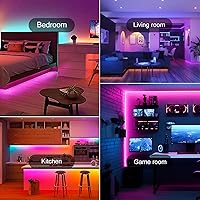 Vista 8 de Luces LED de 100 pies para dormitorio, con control remoto infrarrojo de 44 teclas y aplicación Bluetooth, tiras de luces LED inteligentes, tira