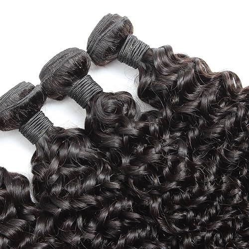 Miniatura 3 de Extensiones de cabello virgen brasileño con ondas profundas y rizadas, cabello humano sin procesar, 3 paquetes de extensiones de trama de cabello de