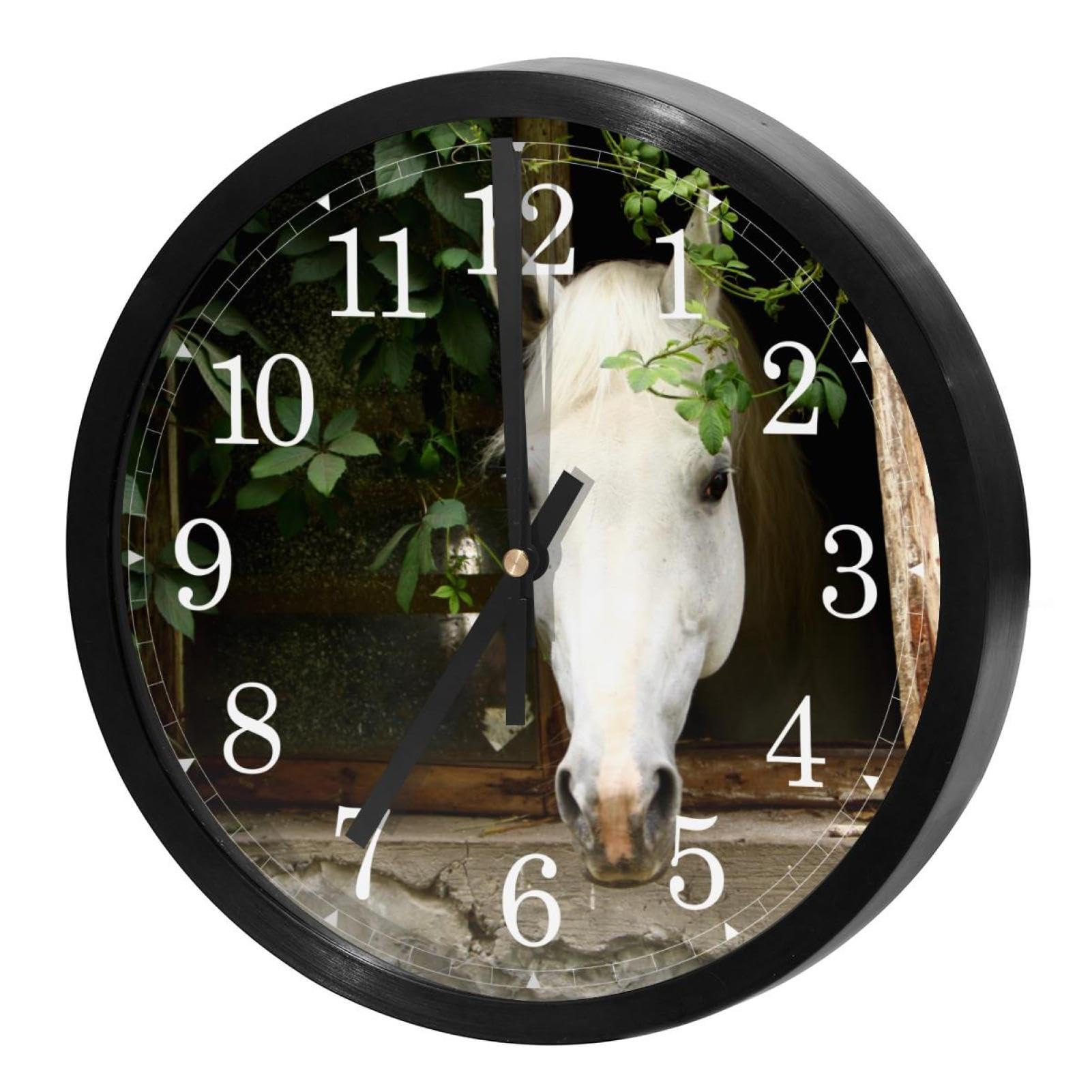 Horloge murale silencieuse à quartz haut de gamme Whitehorse au design épuré pour salon