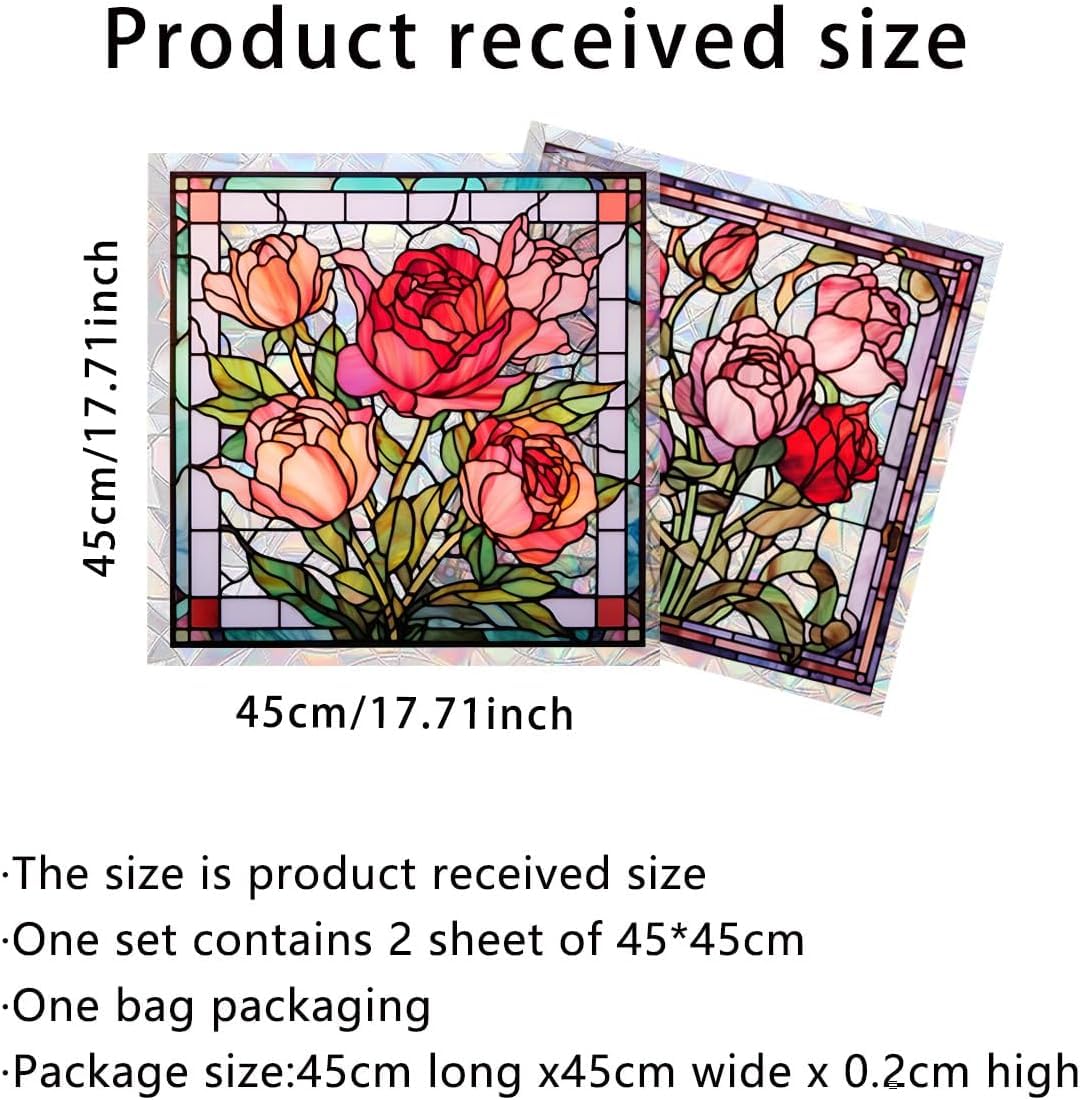 Amazon.com: Window Privacy Film, 2 Styles Stained Vintage Rose