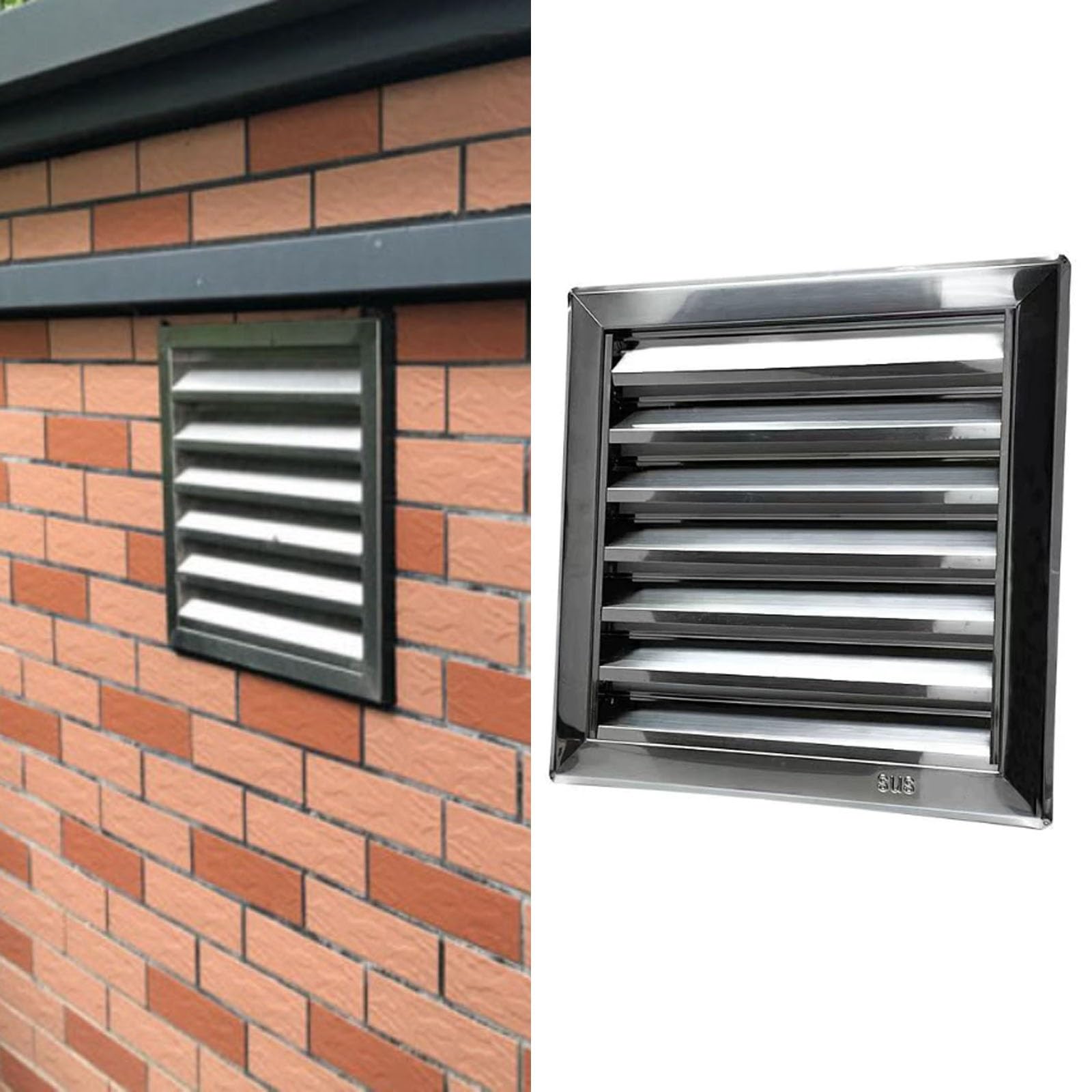 Jidanmian One Color Square Wall Louver Gable Vent, Stainless Steel Attic Vent