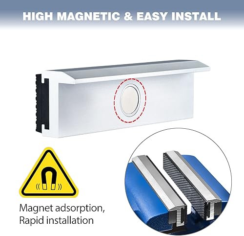 Miniatura 5 de Mordazas de tornillo de banco de 4 pulgadas con imanes de tierras raras, almohadillas universales suaves con imán fuerte, protector multiusos para