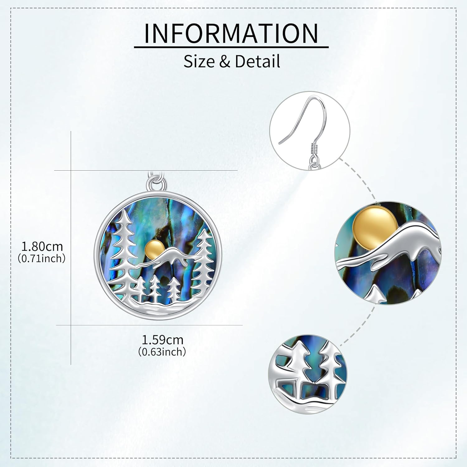 Mountain Dangle Earrings Stelring Silver Abalone Shell Nature Mountain Earrings Jewelry Gift for Outdoors Women - Image 5