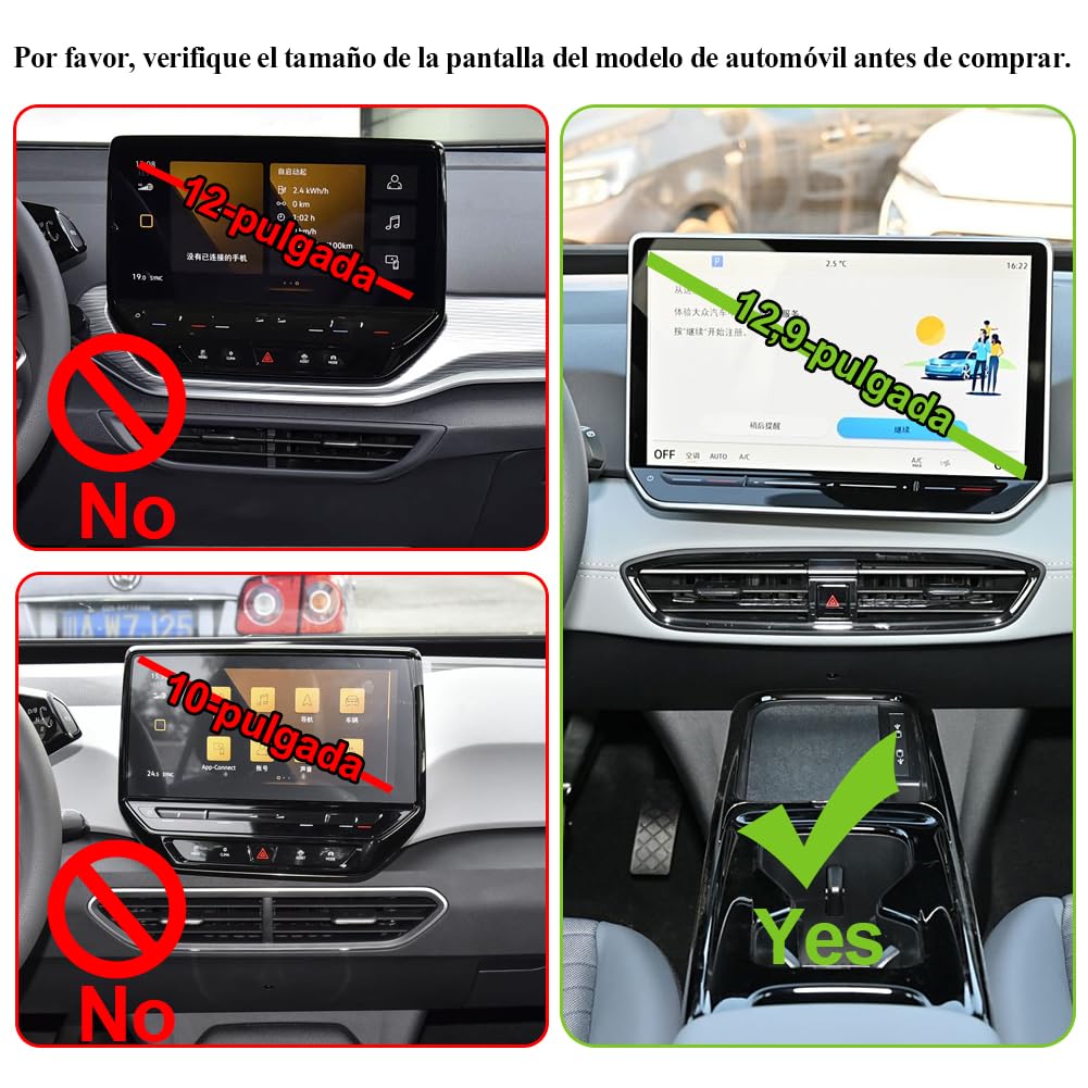 Soporte Movil Coche para Volkswagen ID.Buzz Accesorios [Solo compatible con VW ID Buzz – pantalla táctil 12,9 pulgadas, años 2024-2025]No compatible con pantallas táctiles de 12 pulgadas y 10 pulgadas