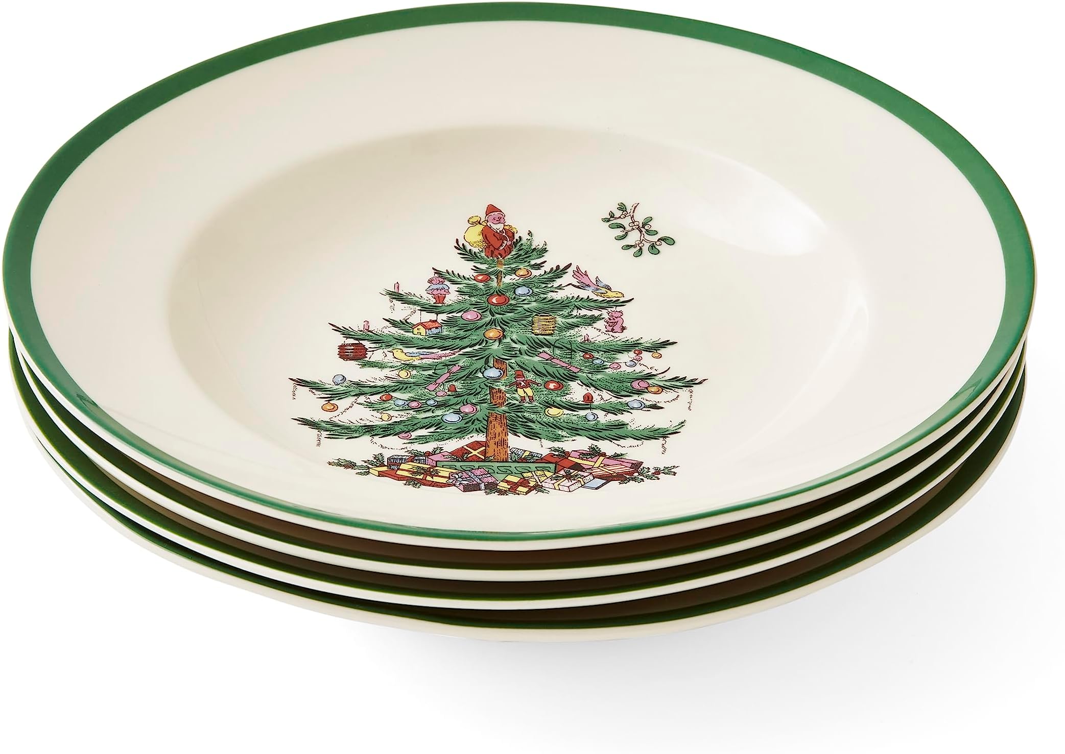 Spode Weihnachtsbaum Salatteller – Set Mit 4 Tellern (20,3 Cm), Mikrowellen- Und Spülmaschinenfest