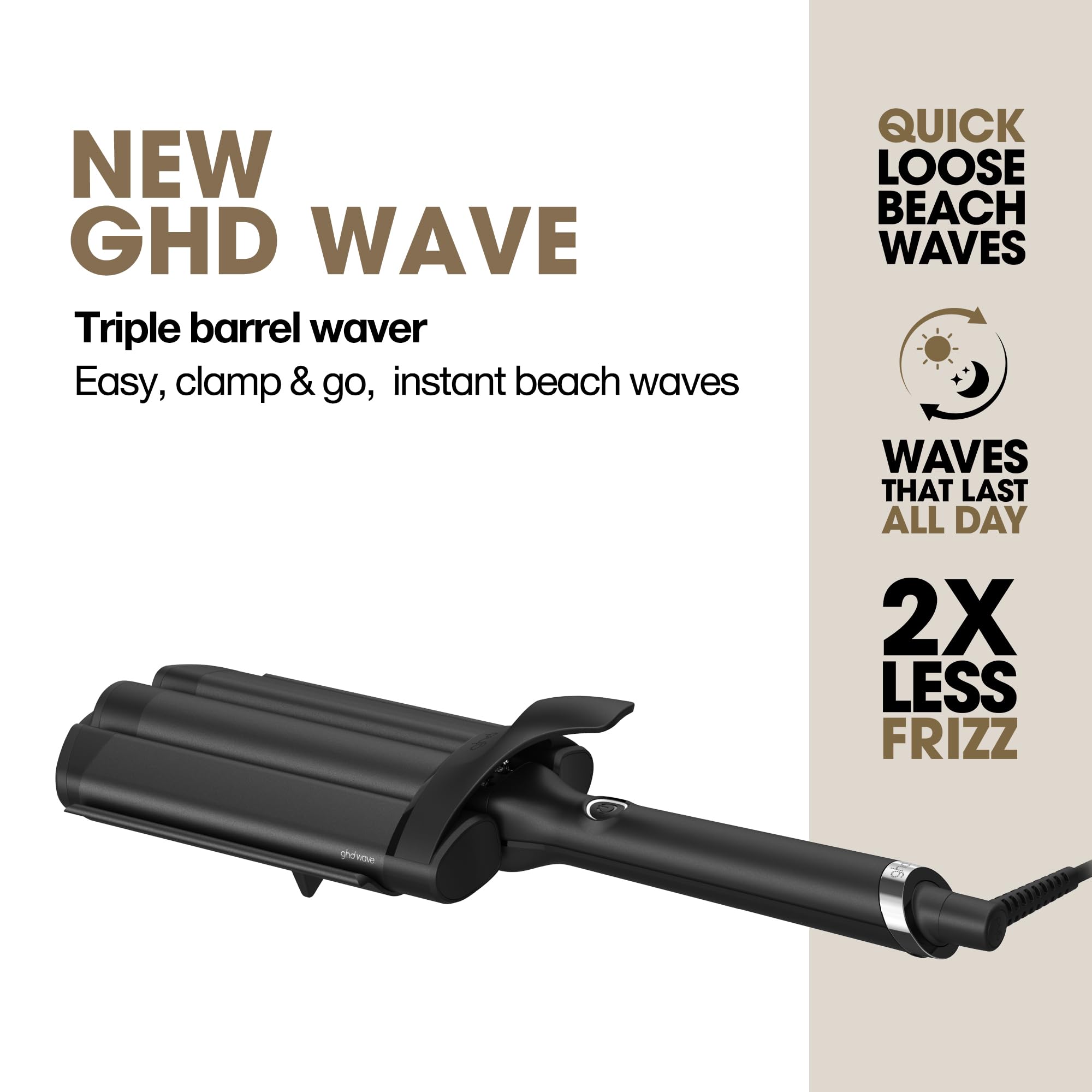 ghd Wave Triple Barrel Waver in Black, for Quick Loose Beach Waves that Last All Day, Less Frizz, ghd Advanced Technology - Image 3
