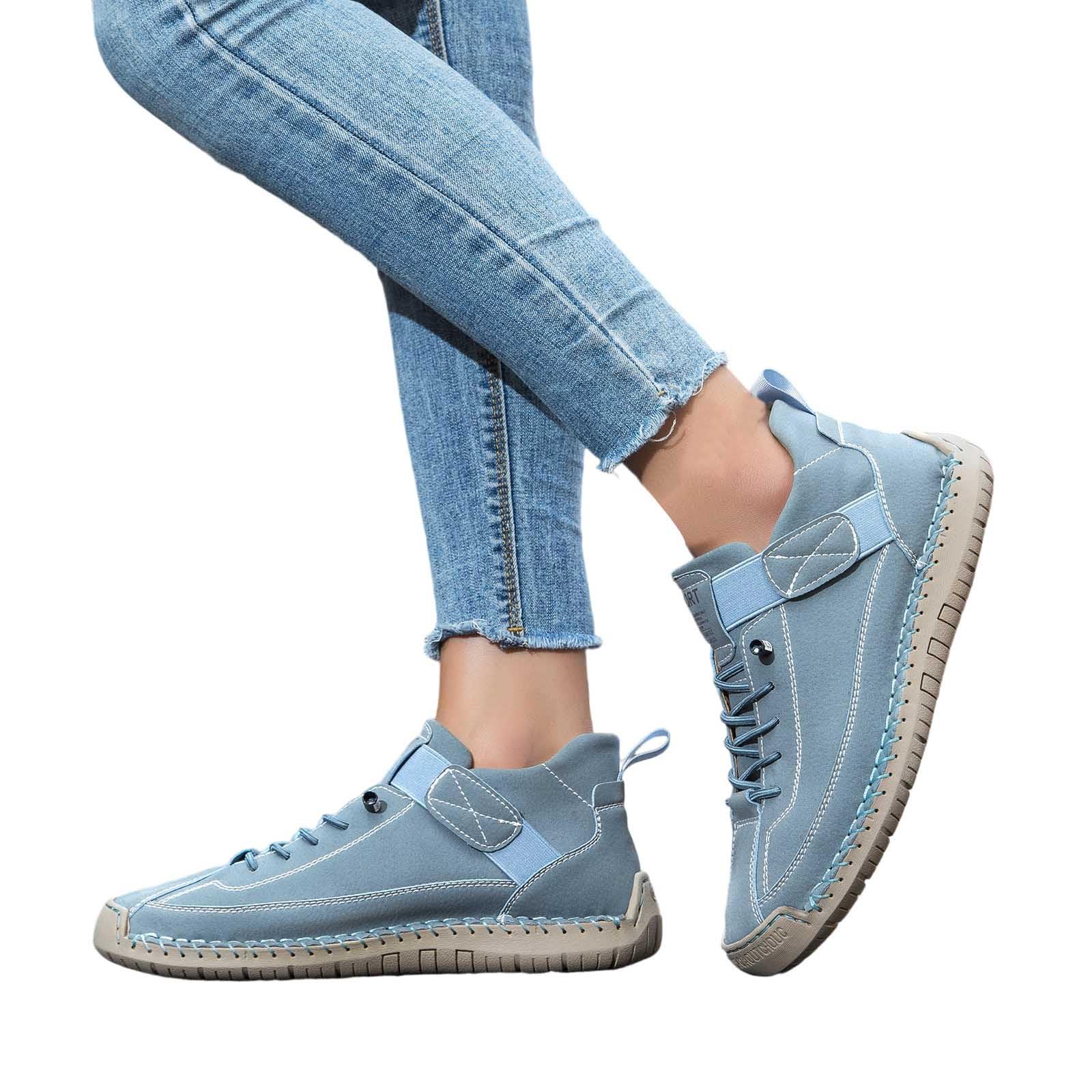 Chaussure Orthopédique Femme Cuir Confortable Chaussures de Marche Ete Sneakers Running Piedslarges Chaussures de Marche Souples Mode Course Grosses Sports AntidéRapantes