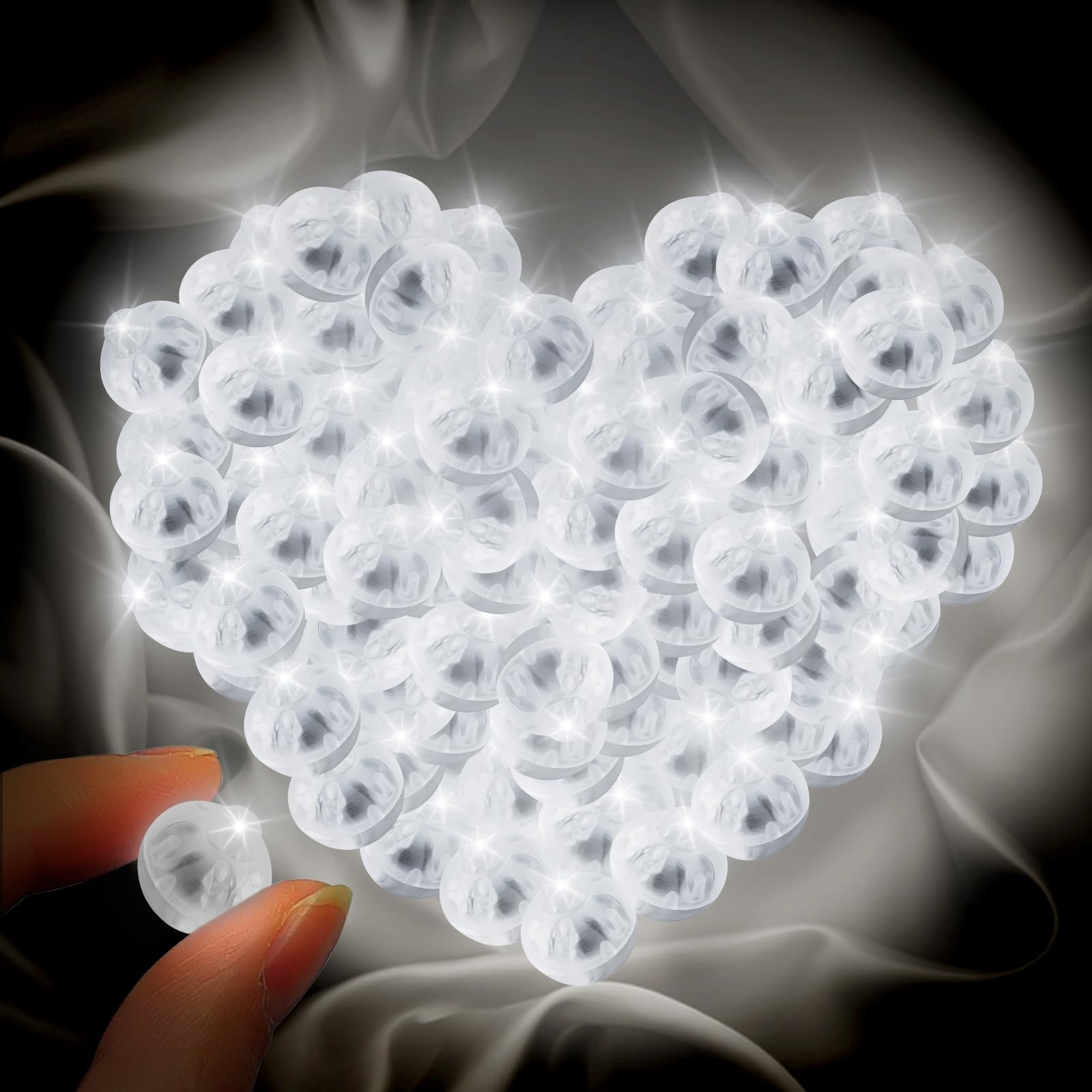 GAROMIA 100 unidades de luces LED redondas para globos, mini globos de aire, bolas luminosas decorativas, color blanco, iluminación de globos luces adecuadas para cumpleaños, fiestas, bodas,