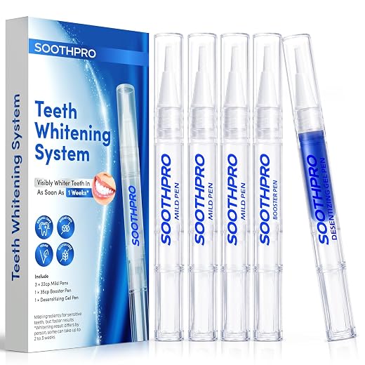 Teeth Whitening Pen Gel Kit: 22% & 35% Carbamide Peroxide Whitening Pen - Day & Night Whitening System - Removes Coffee Tea & Wine Stains for Sensitive Teeth - Mint Flavor (5 Pack)