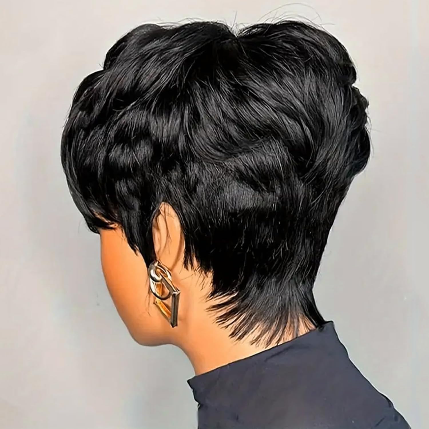 ATOZWIG Short Pixie Cut Human Hair Wig For Black Women – Glueless, Black, Curly Texture