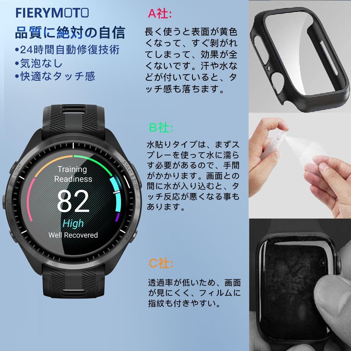 Amazon | 【3枚セット】用 Garmin Forerunner 965 フィルム ガラス