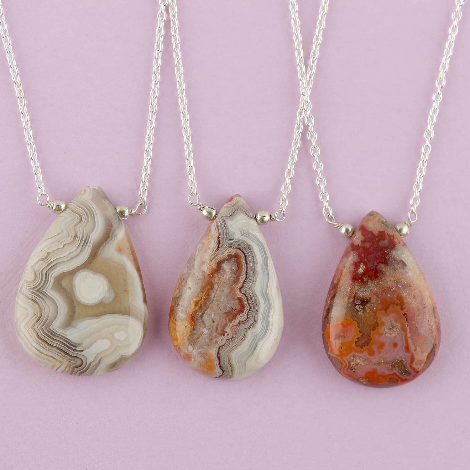 Pear Natural Cabochon Necklace for Women | Handmade Gemstone Pendant | Wire Wrapped Love Crystal Jewelry | 8–14 mm Stone | Chain 16+2 Inch Adjustable - Image 6