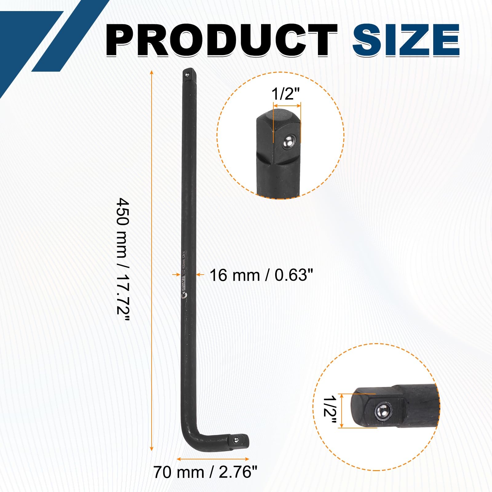 HARFINGTON Barre de disjoncteur de douille 1,3 cm de long en acier CR-V en