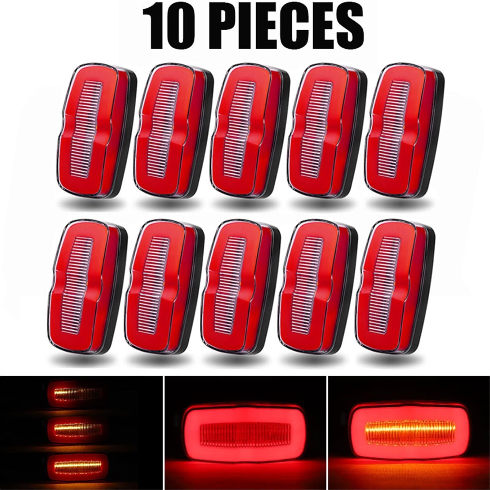 Indicatore di Direzione Indicatori Posizione Laterali A LED Rimorchio Camion Direzione Freno Lampada Coda Avvertimento Posteriore 12V 24V Per Trattore Indicatori di Direzione(10pcs Yellow Red)