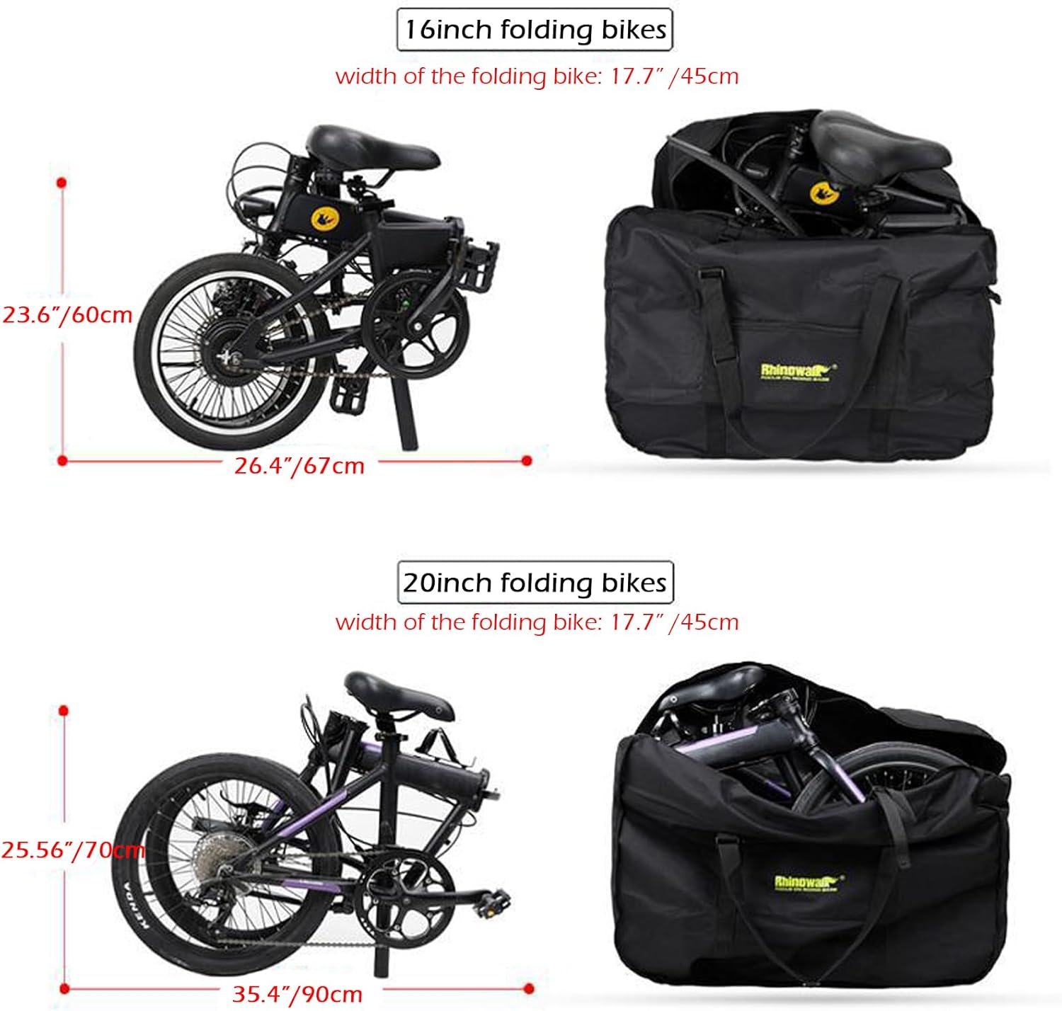 Rhinowalk 20/26inch Folding Bike Bag Waterproof Biycle Travel Case Carrying Case Outdoors Bike Transport Bag for Car Train Air Travel