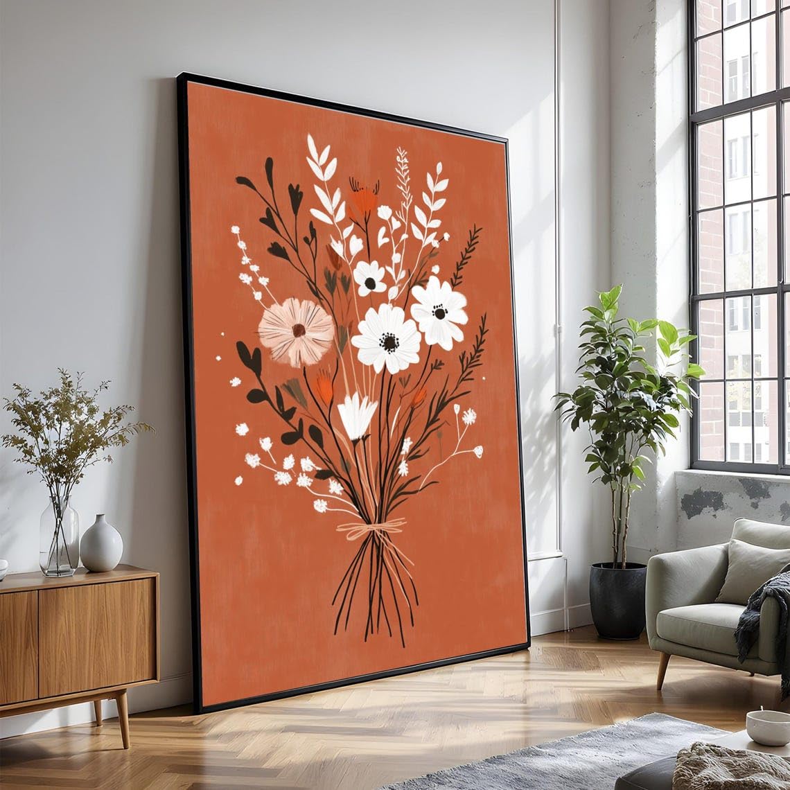 Toile rustique bouquet de fleurs pour illuminer un mur sombre sans éclat - 8