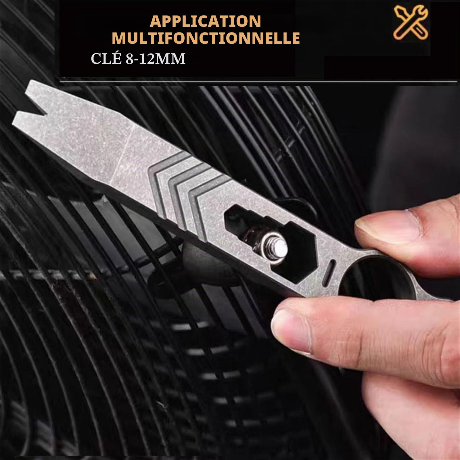 Multifunktions Brechstange, EDC Pry Bar-Multi-fonctions en Titane, Décapsuleur de Poche, Levier Multifonctionnel, Clé à molette, Cadeau Anniversaire