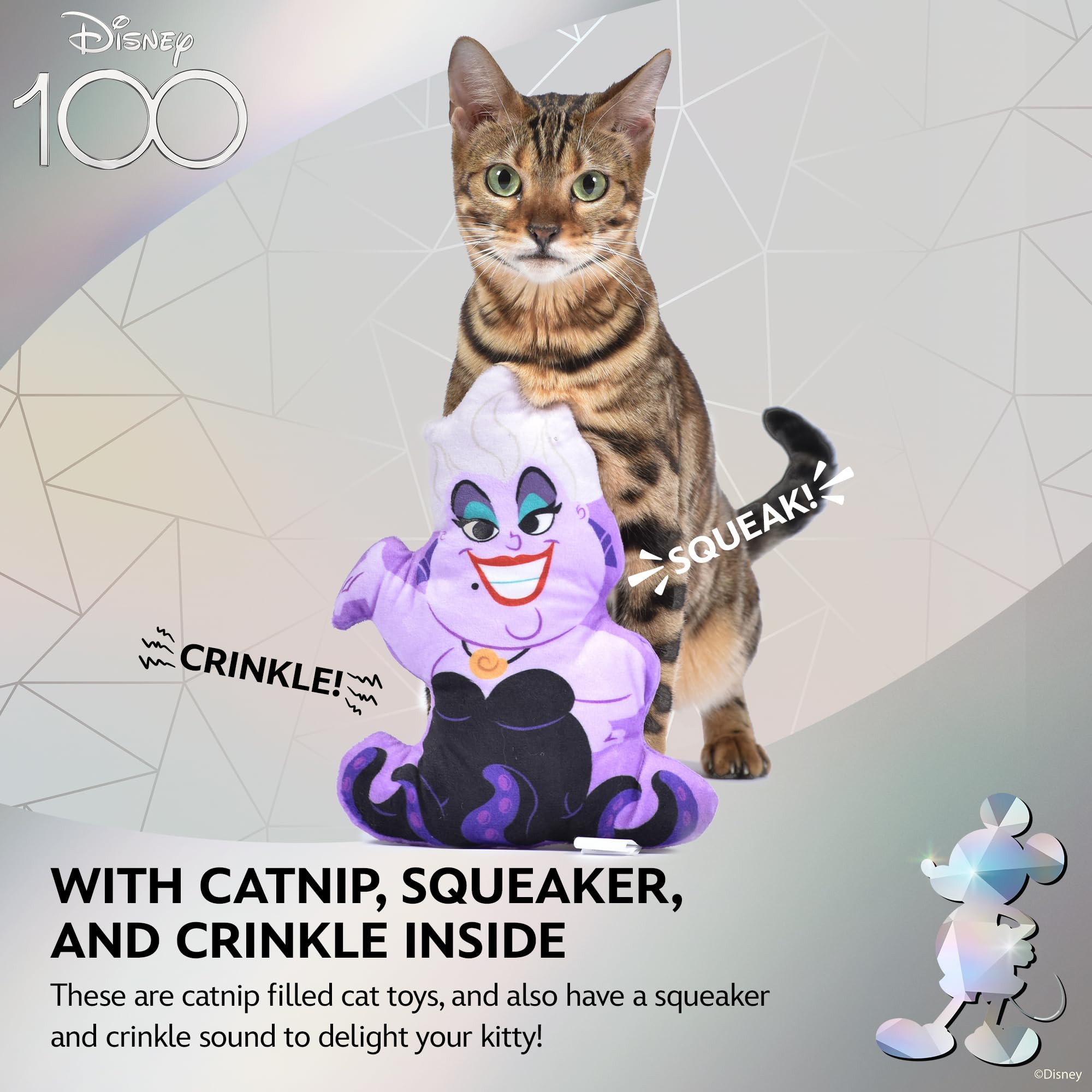 【Ursula】猫 Disney Ursula Cat Kicker Toy with Catnip, 8in | Fun Plush Toy with