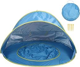 Ejoyous Beach Tent, Pop Up Sun Shelter with Built in Baby Pool and UV50 Protection, Lightweight Portable, for Infant Toddlers Outdoor Travel Camping (Blue)