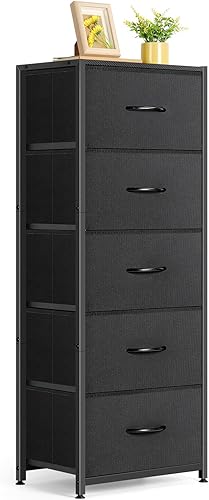 LIANTRAL Cómoda para dormitorio, 5 unidades organizadoras de cajones de almacenamiento de tela para armario, sala de estar, pasillo, entrada, cómoda