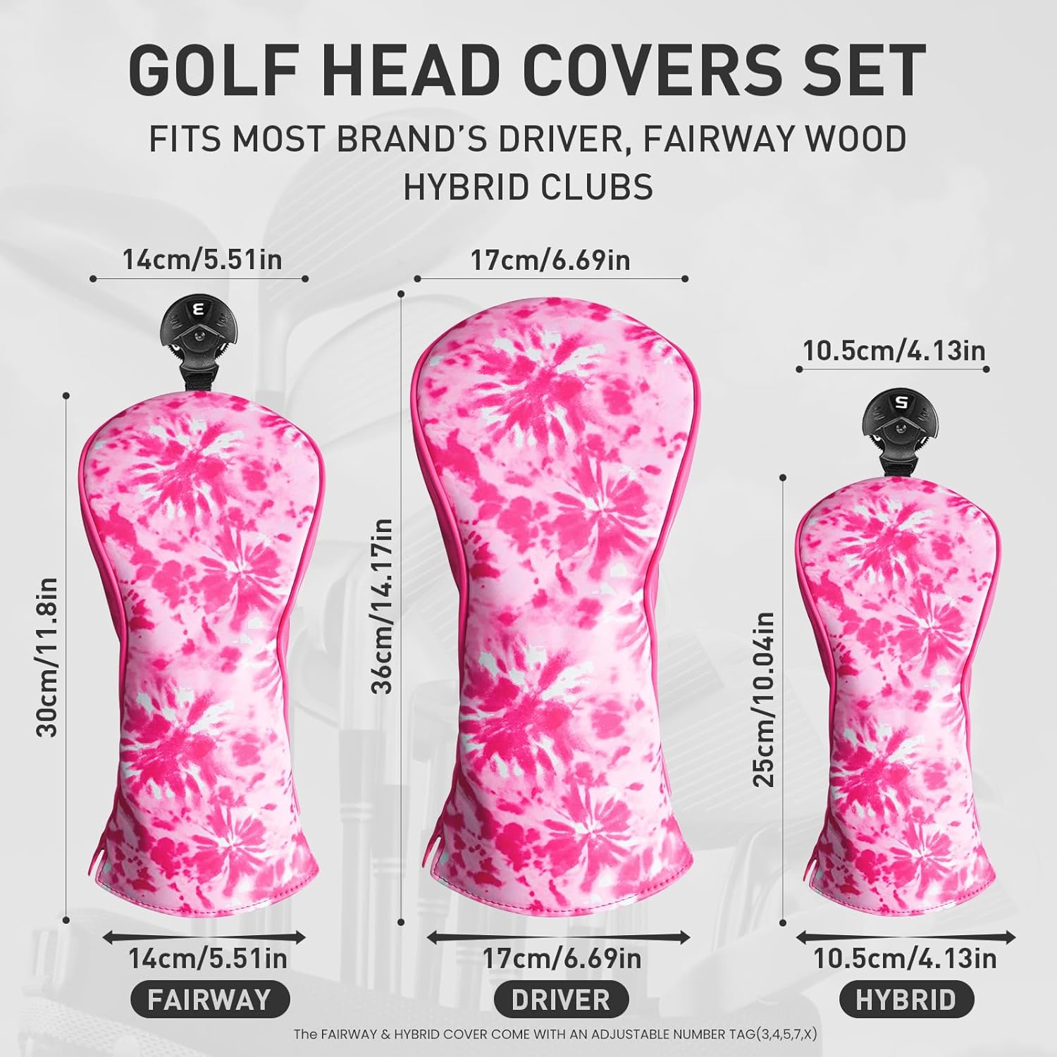 FINGER TEN Golf Club Head Covers for Woods Driver Fairway Hybrid with Interchangeable Number Tag 1 3 5 Premium Leather Headcovers for Women Men