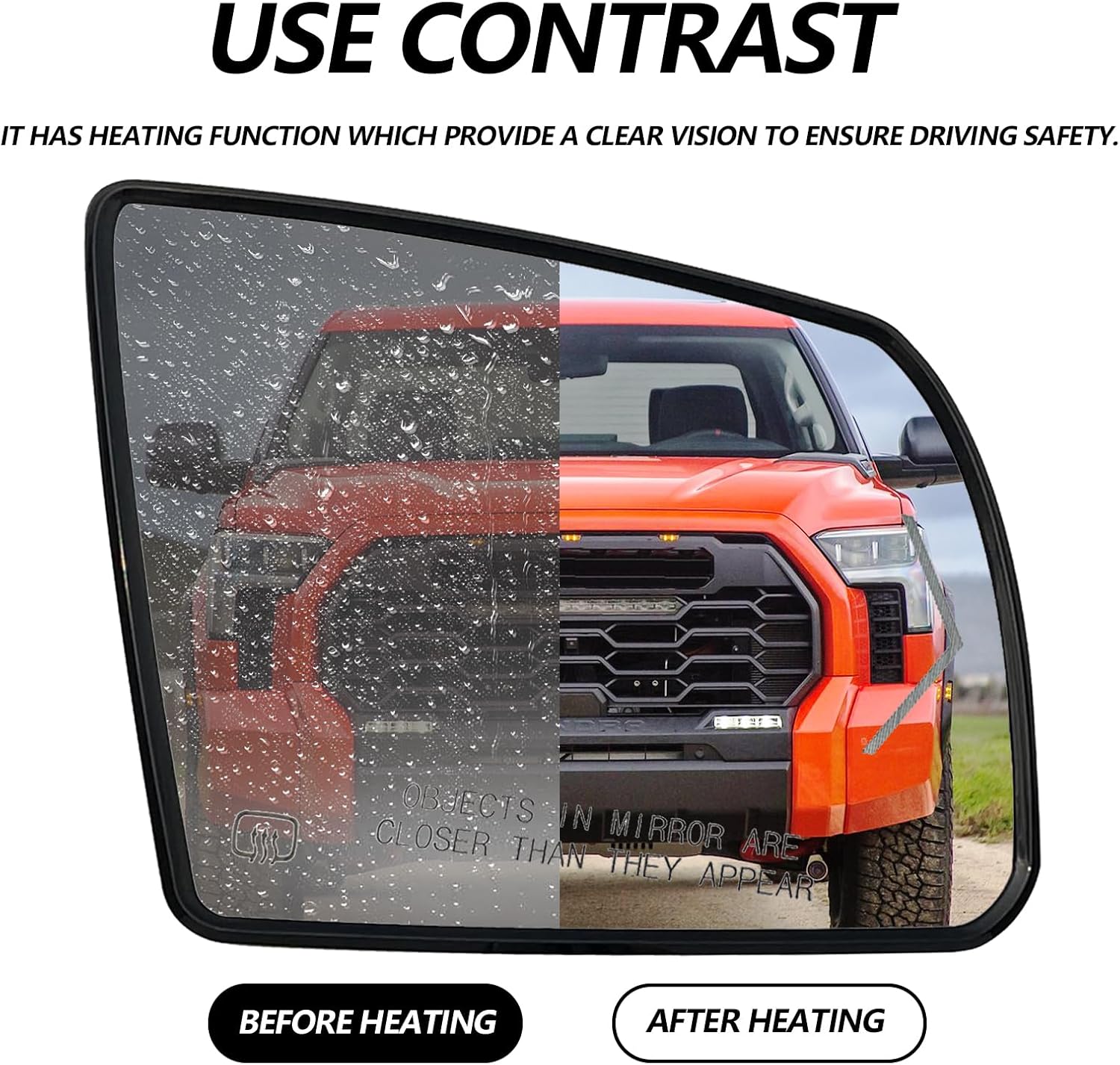 Passenger Right Side Heated Mirror - Replacement for 2008-2017 Toyota Sequoia / 2007-2020 Toyota Tundra Passenger Side Mirror With Rear Holder and Turn Signal
