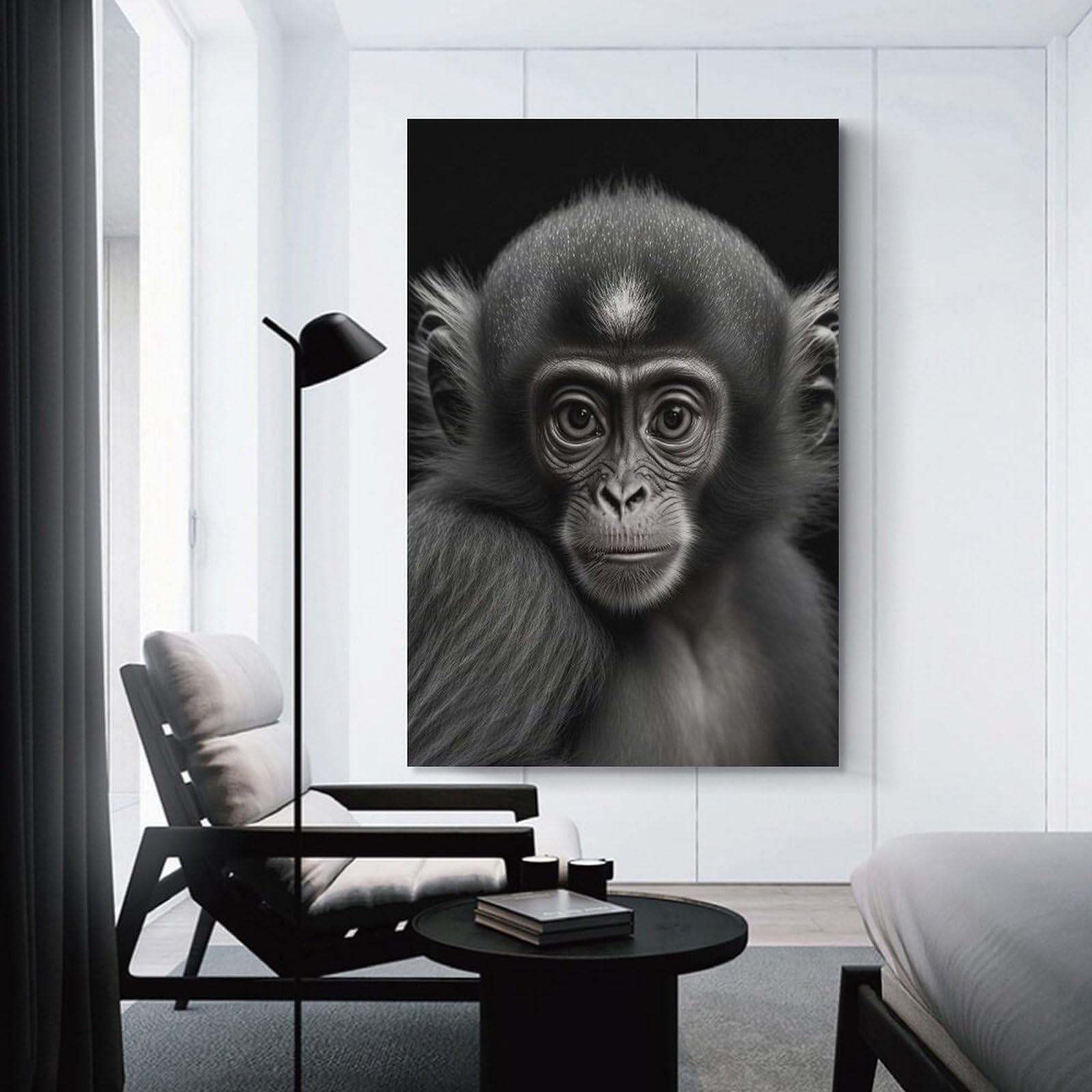 Junmoney Portrait of A Monkey Canvas Wall Picture, 20x30inch(50x75cm), for Flats, Guest Rooms Or Compact Rooms, An Easy Choice for New Home Styling