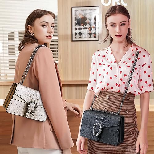 Vista 7 de MYHOZEE Bolsos cruzados para mujer - Bolso de mano con estampado de serpiente, bolsos de hombro con cadena de cuero, bolsos de noche