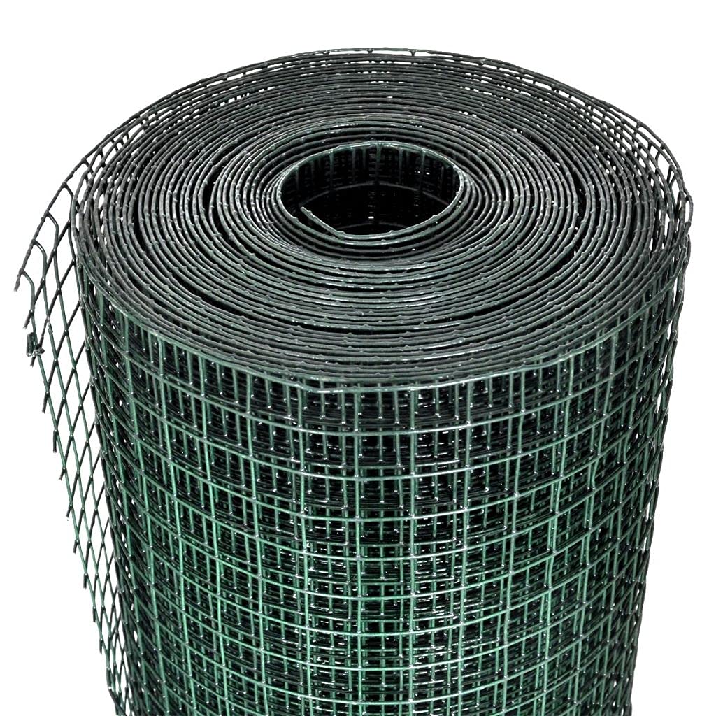 Homgoday Alambrada gallinero galvanizada Recubrimiento PVC Verde 10x1 m Alambrada gallinero galvanizada Recubrimiento Cerca de Alambre, alambrada metálica, Rollo de Alambre de MallaVerdeVerde