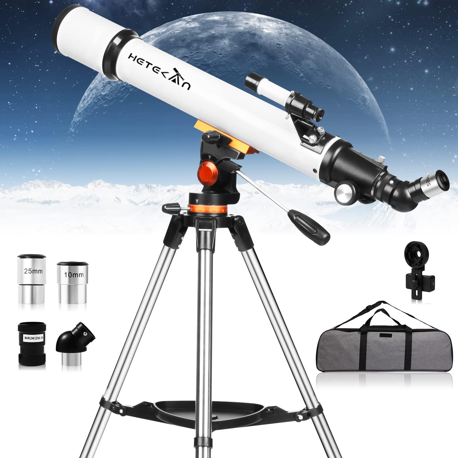 Telescope for Adults Beginners and Kids, 70mm Aperture 700mm Focal Length (28x-210x), Professional Refractor Telescope, with Phone Adapter, for Planet and Moon Watching