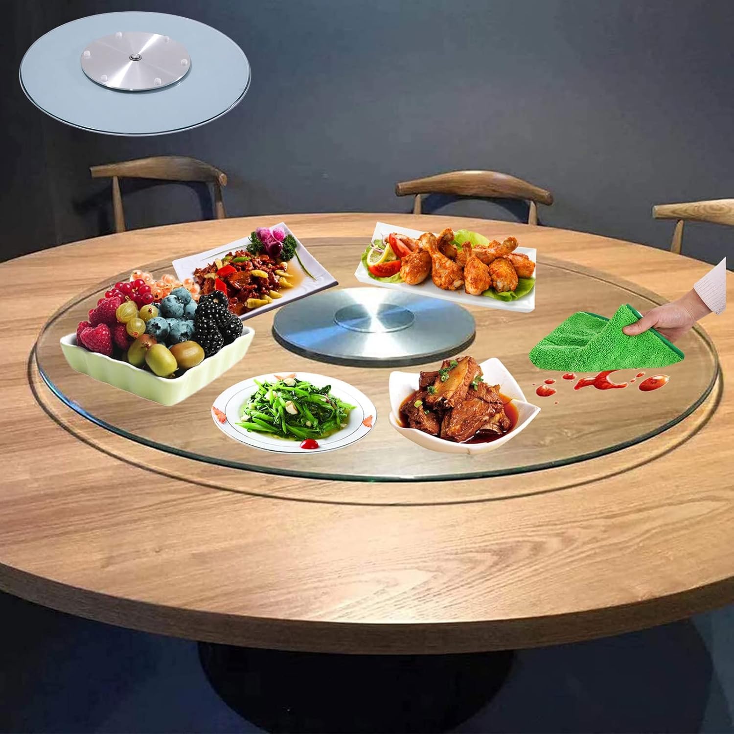 Clear Kitchen Turntable Rotating Serving Tray 23",27",31