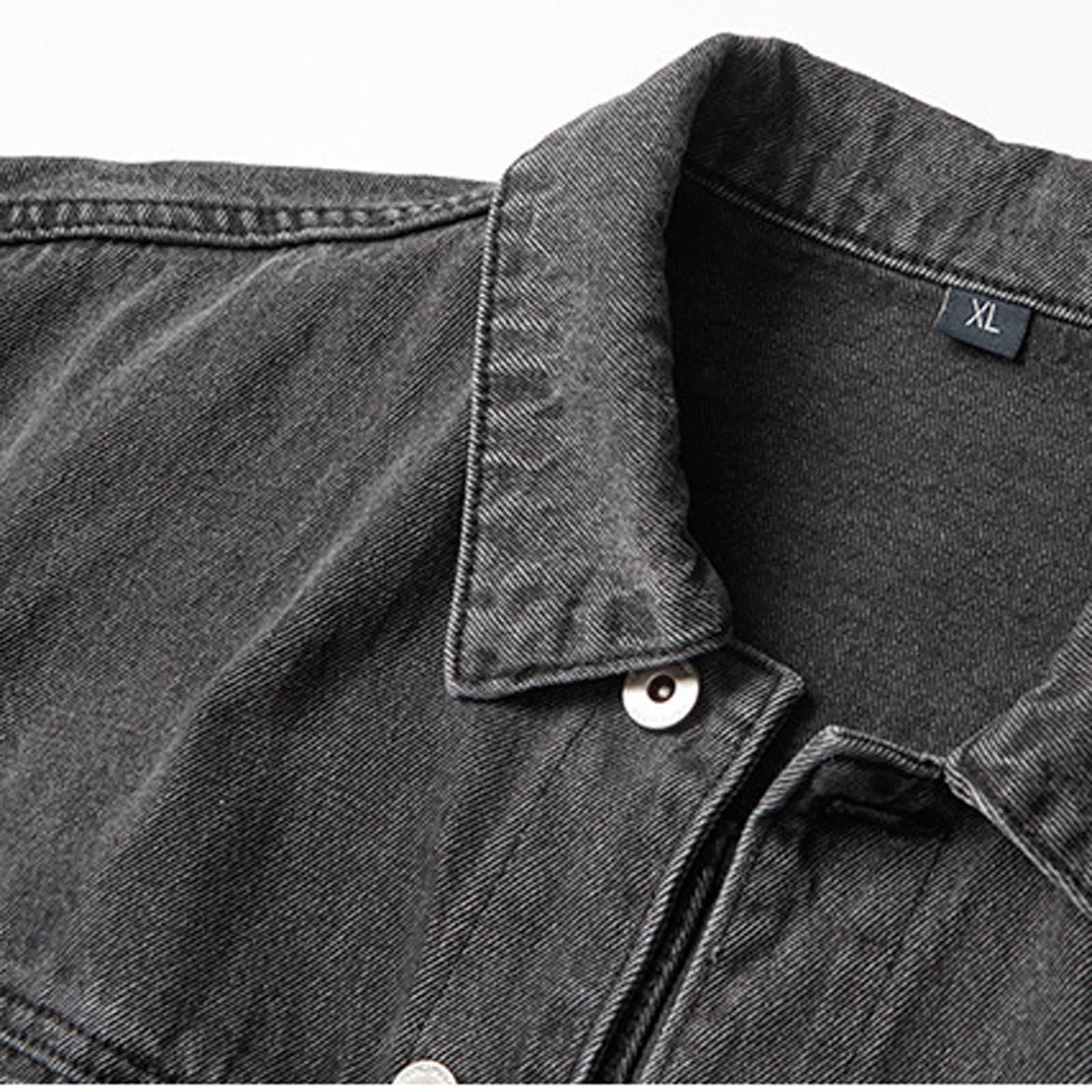 Veste en Jean Homme, Vestes en Jean à Manches Longues pour Homme Décontractée Extérieure Coupe Ample Boutonné Jean Manteau Classique Vintage Vestes en Jean Lavé Taille M-4XL