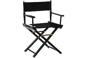 Casual Home Director's Chair - Black Frame/Black Canvas, 18" Classic Height - Foldable