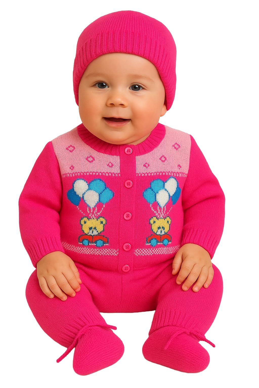 Premium Baby Winter Sweater Set with Cap and Booties | Soft Woolen Knitted Outfit for Newborn Boys & Girls | Cute Bear & Balloon Design | Warm Infant Winter Clothes-image-26