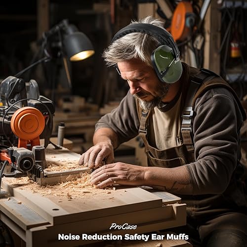 Vista 125 de ProCase - Orejeras de seguridad con protección auditiva NRR de 28 dB; para campos de tiro, podado de césped, construcción, carpintería, 1 - Azul puro