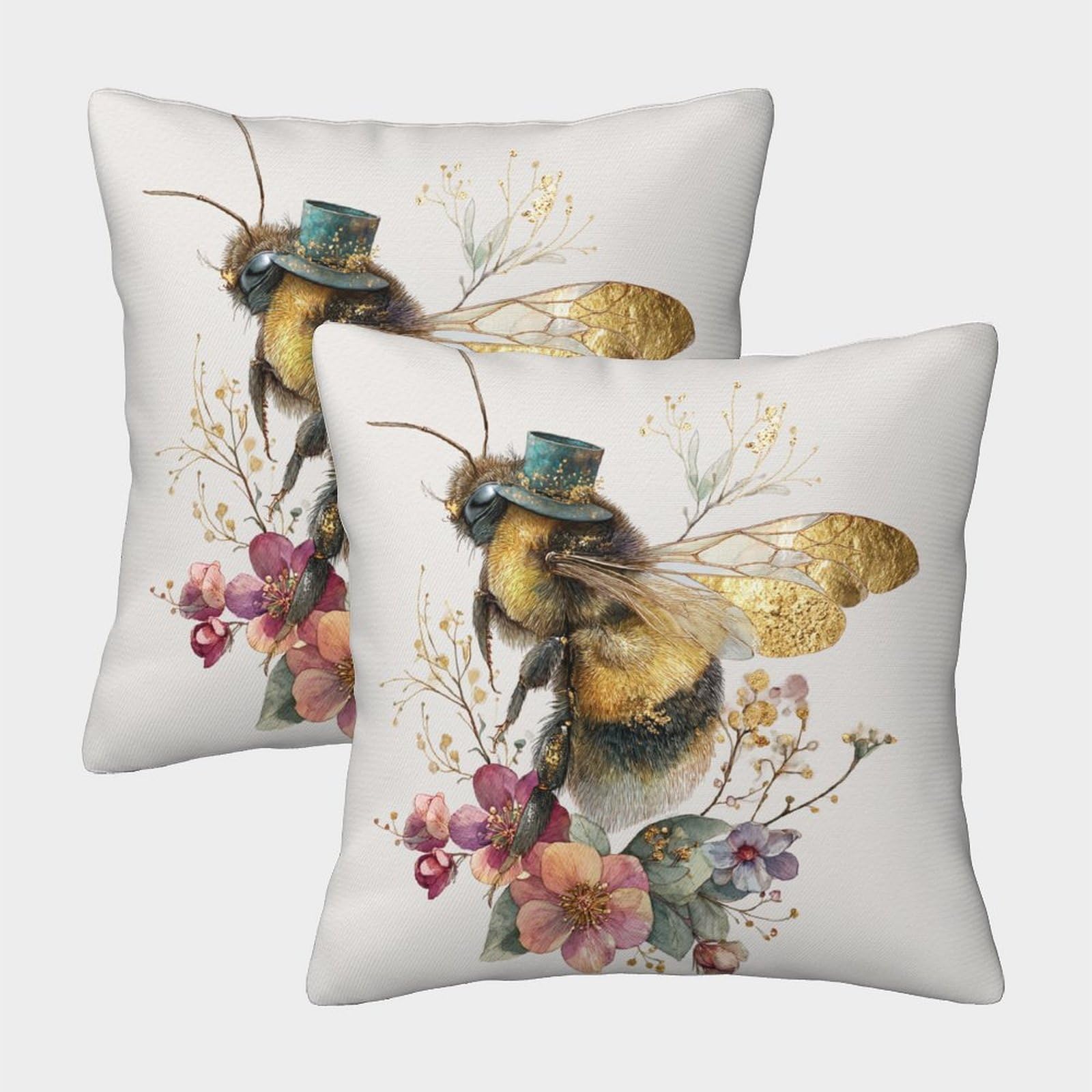 Phqazwsxe Style-15 Bee Pillow Cases Set Of 2 Cozy Pillowcase Animal Cushion Case With Invisible Zipper Decor Couch Living Room 40X40cm