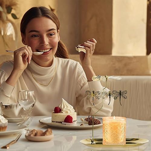 Miniatura 2 de Portavelas giratorio, diseño escandinavo, diseño escandinavo, diseño de libélula dorada, diseño escandinavo, decoración del hogar, diseño de dragón