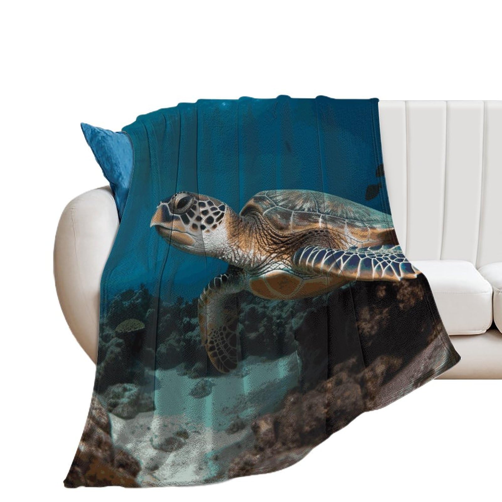 Couverture lit tortue de mer pelucheuse pour vos soirées cocooning femme