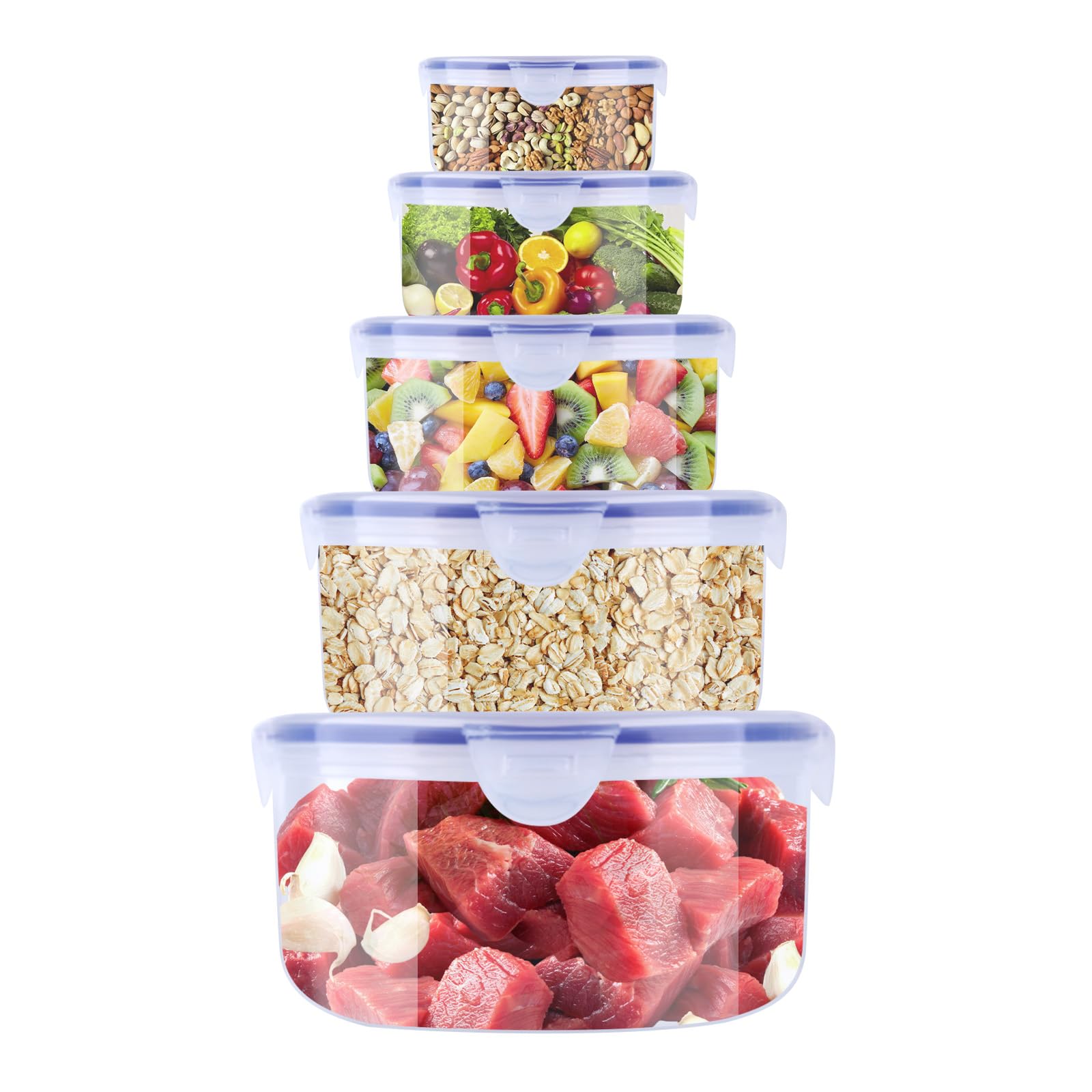 CORESLUXFood Storage Containers, Food Prep Containers with Lids Plastic Food Container Meal Prep Containers Reusable Lunch Box for Kitchen, Microwave, Dishwasher and Freezer Safe (Circular)