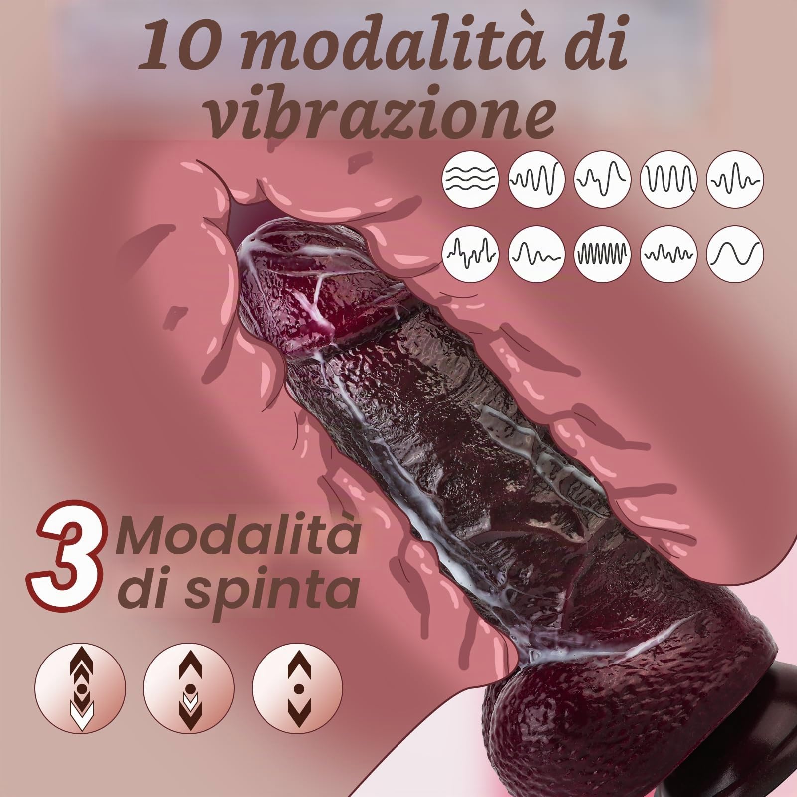Nero Dildo Realistico Vibratoreper Donna Professionale Clitoride, Vibratore Anale Sexytoysys Dildo con 10 Vibrazione & 3 Spinta e Riscaldamento Modalità, Sex Toys Vibratoriper per Donne Coppia Uomo